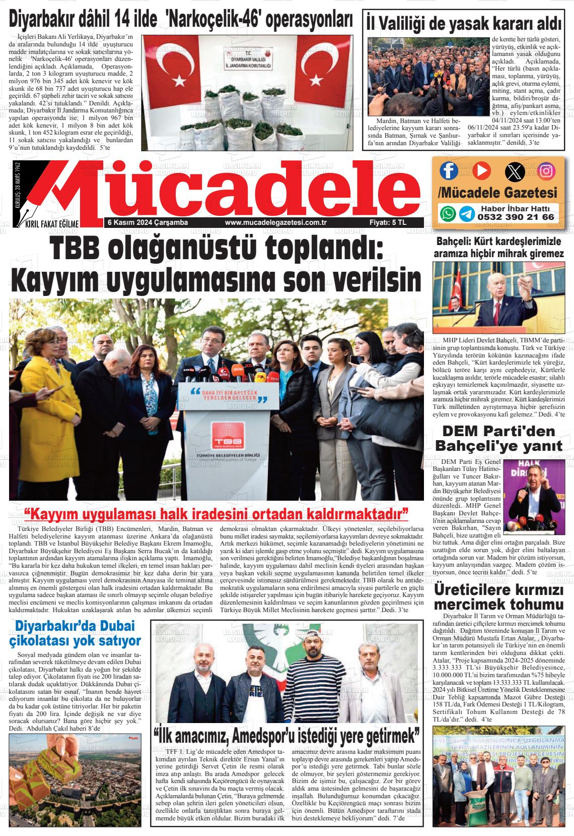 06 Kasım 2024 Mücadele Gazete Manşeti