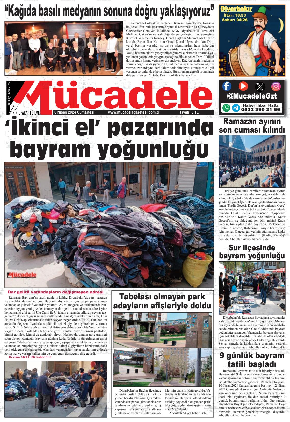 06 Nisan 2024 Mücadele Gazete Manşeti