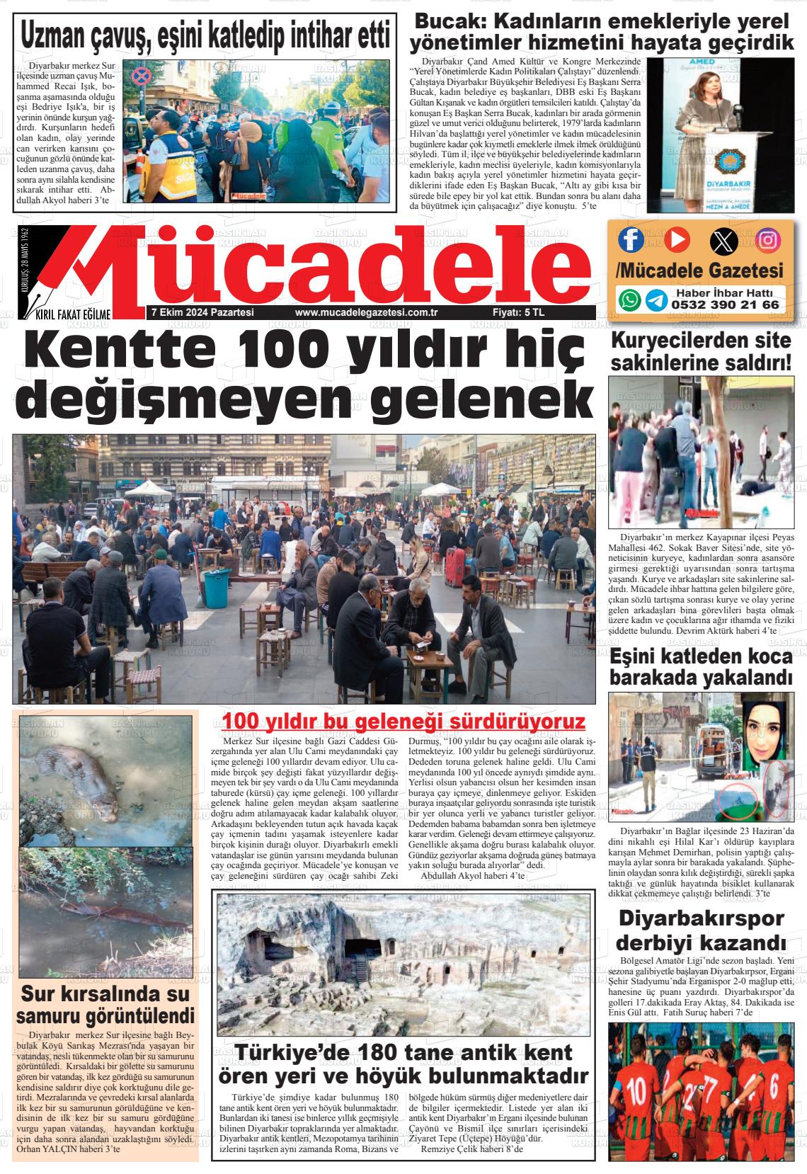 07 Ekim 2024 Mücadele Gazete Manşeti