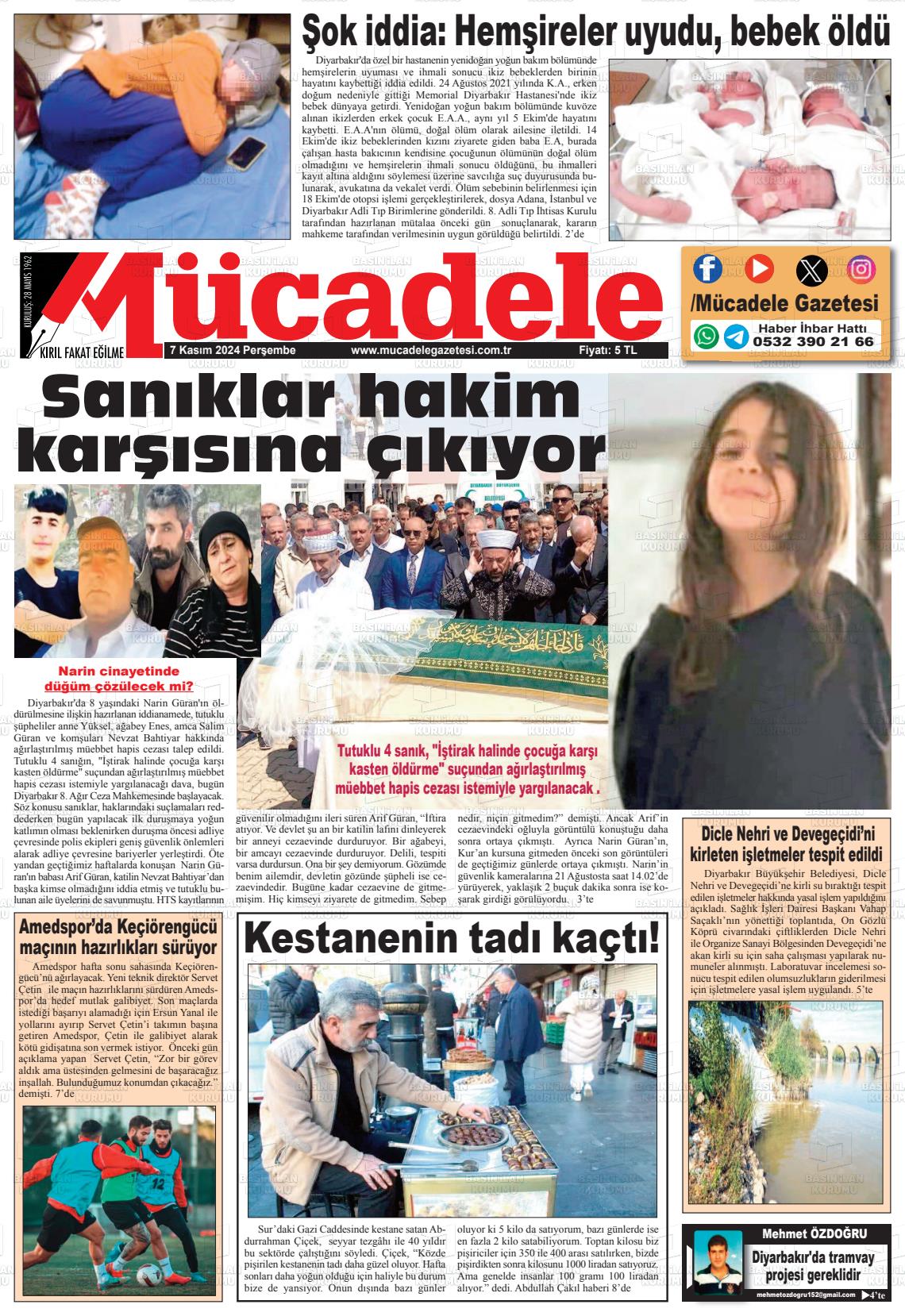 07 Kasım 2024 Mücadele Gazete Manşeti