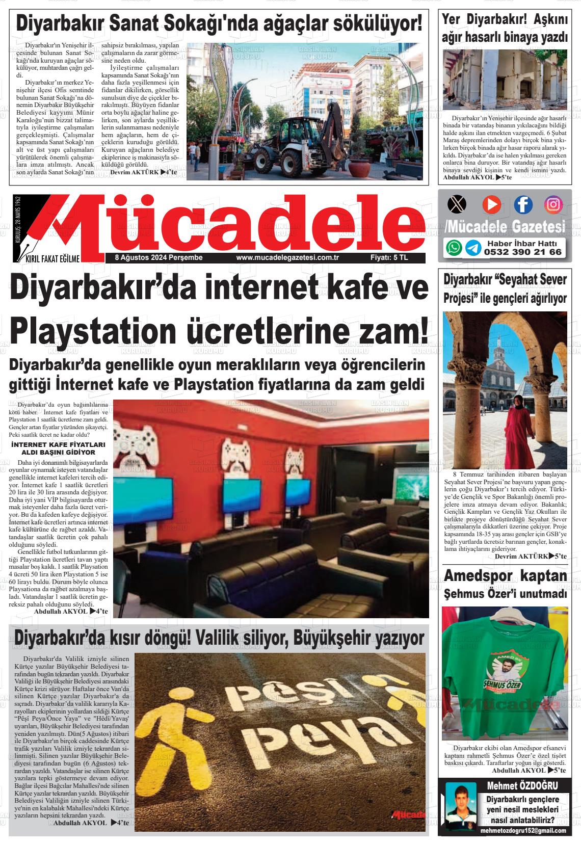 08 Ağustos 2024 Mücadele Gazete Manşeti