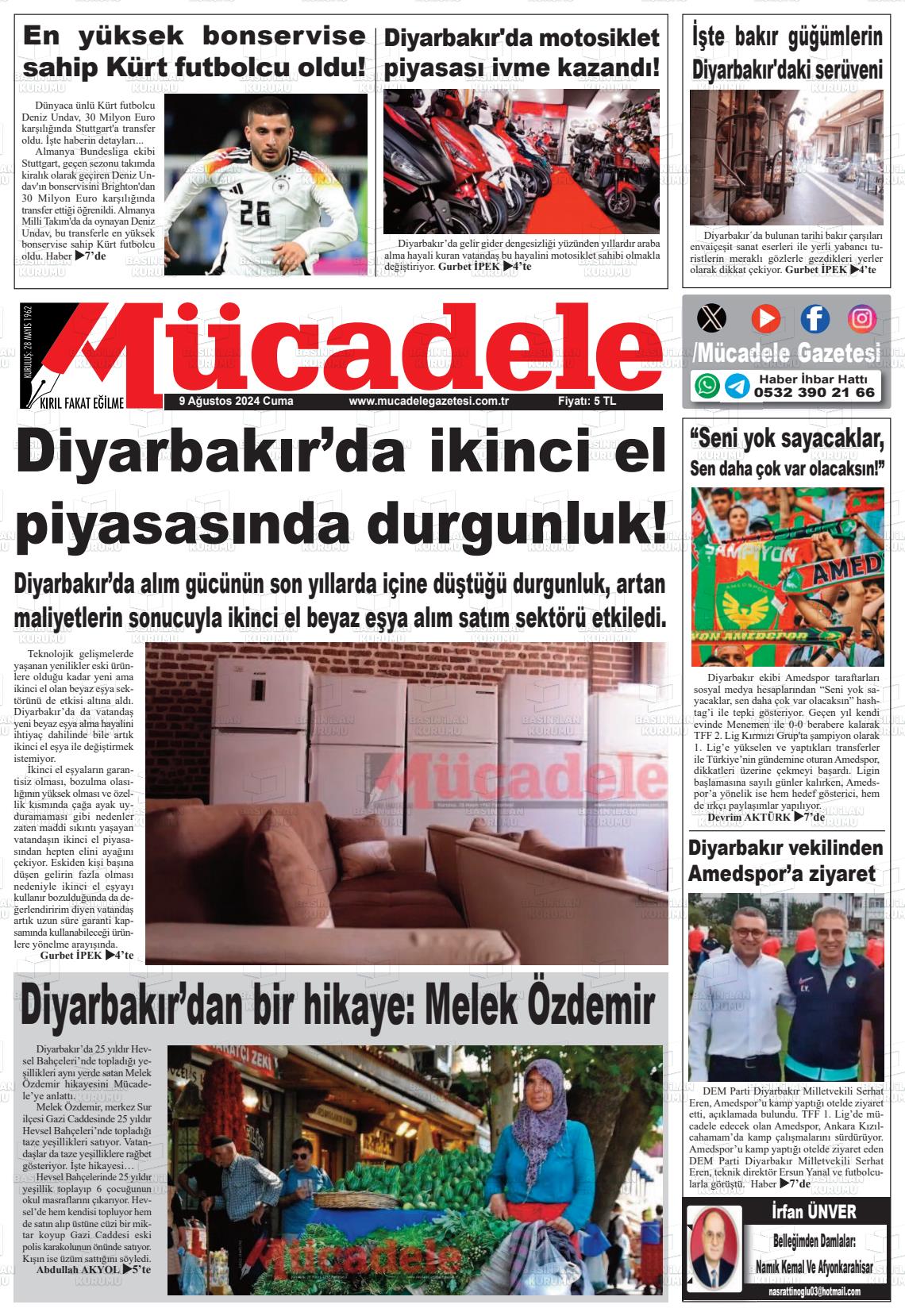 09 Ağustos 2024 Mücadele Gazete Manşeti