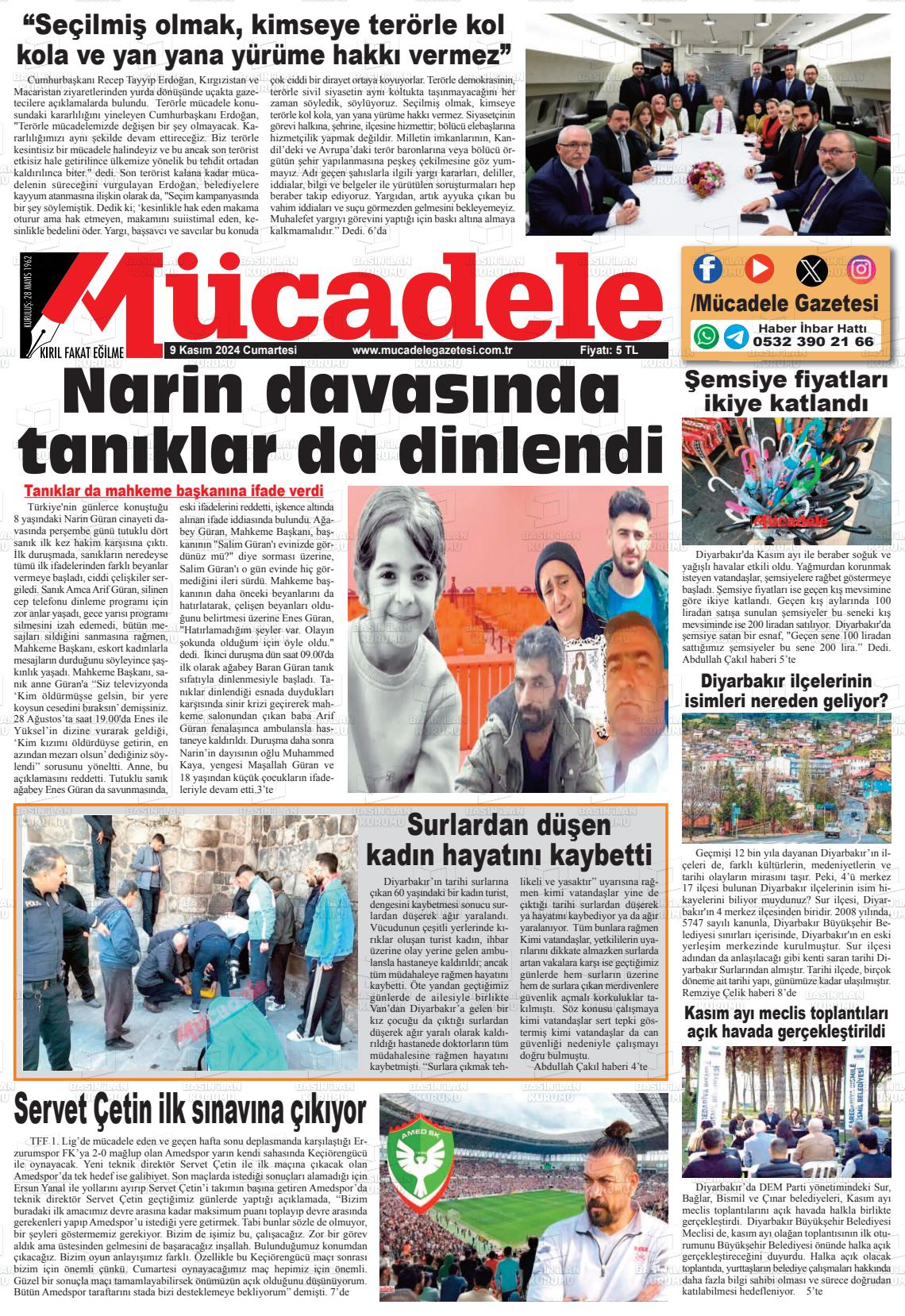 09 Kasım 2024 Mücadele Gazete Manşeti