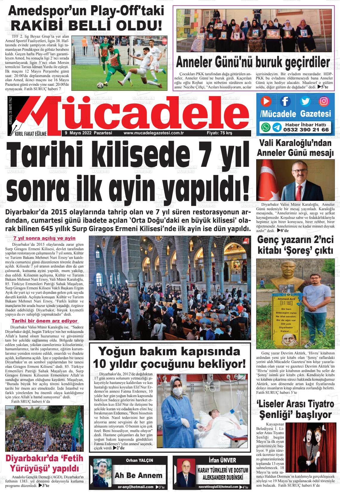 09 Mayıs 2022 Mücadele Gazete Manşeti