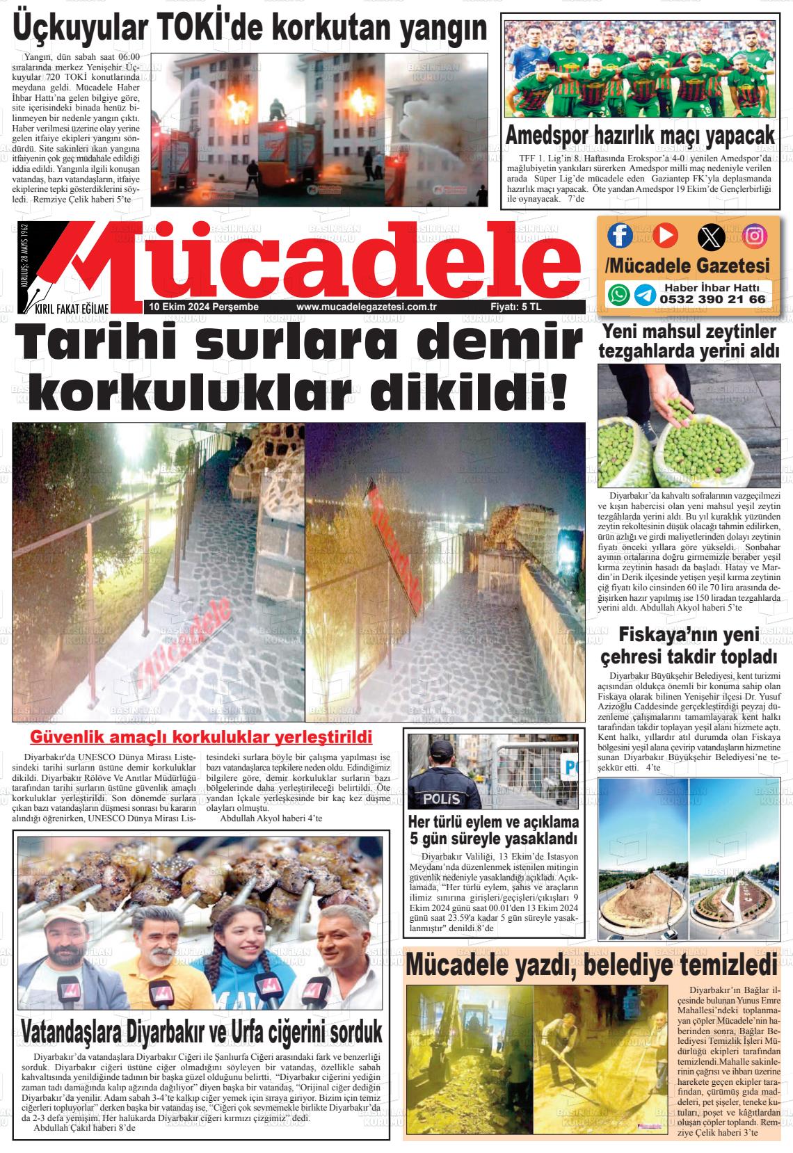 10 Ekim 2024 Mücadele Gazete Manşeti