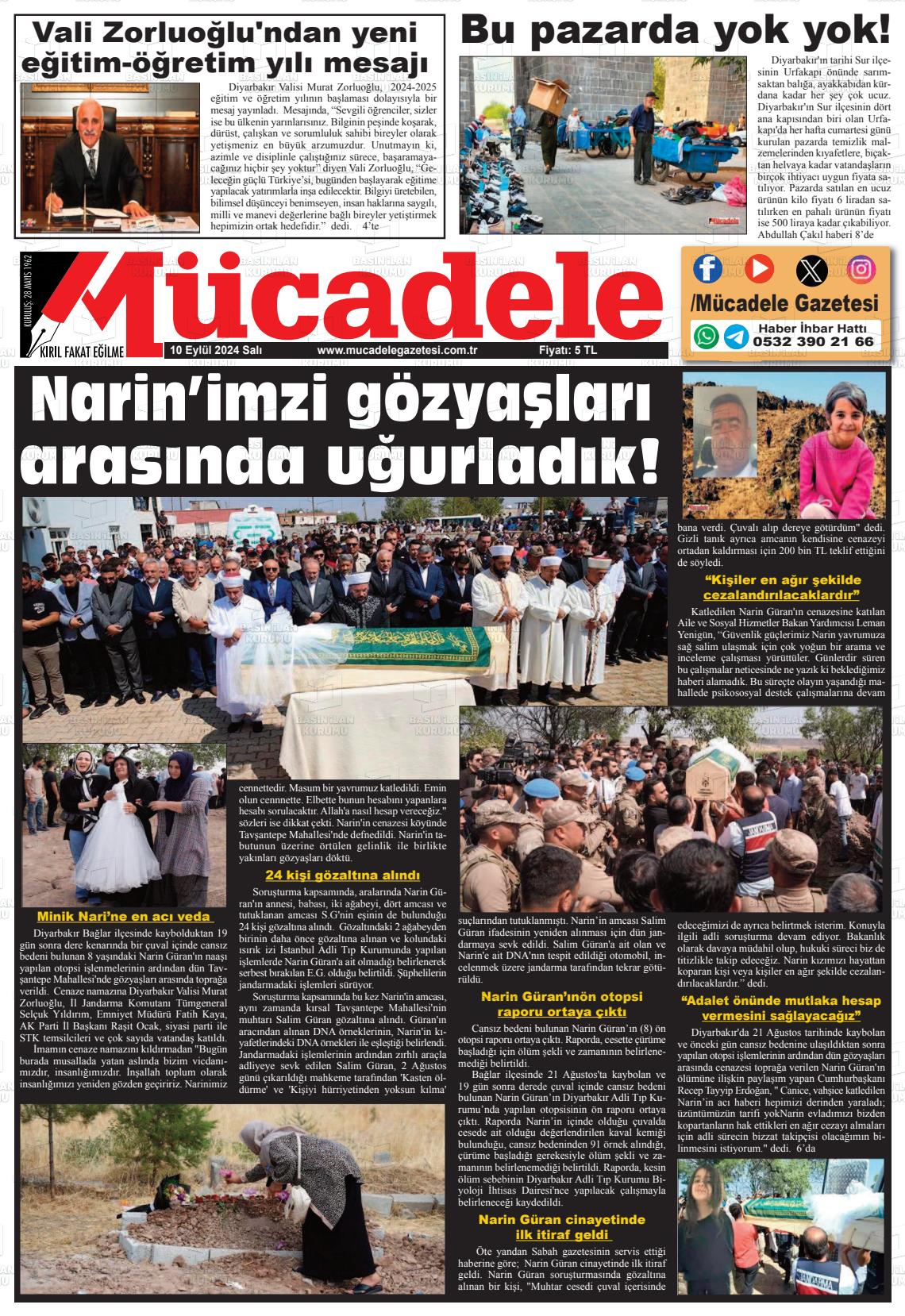 10 Eylül 2024 Mücadele Gazete Manşeti