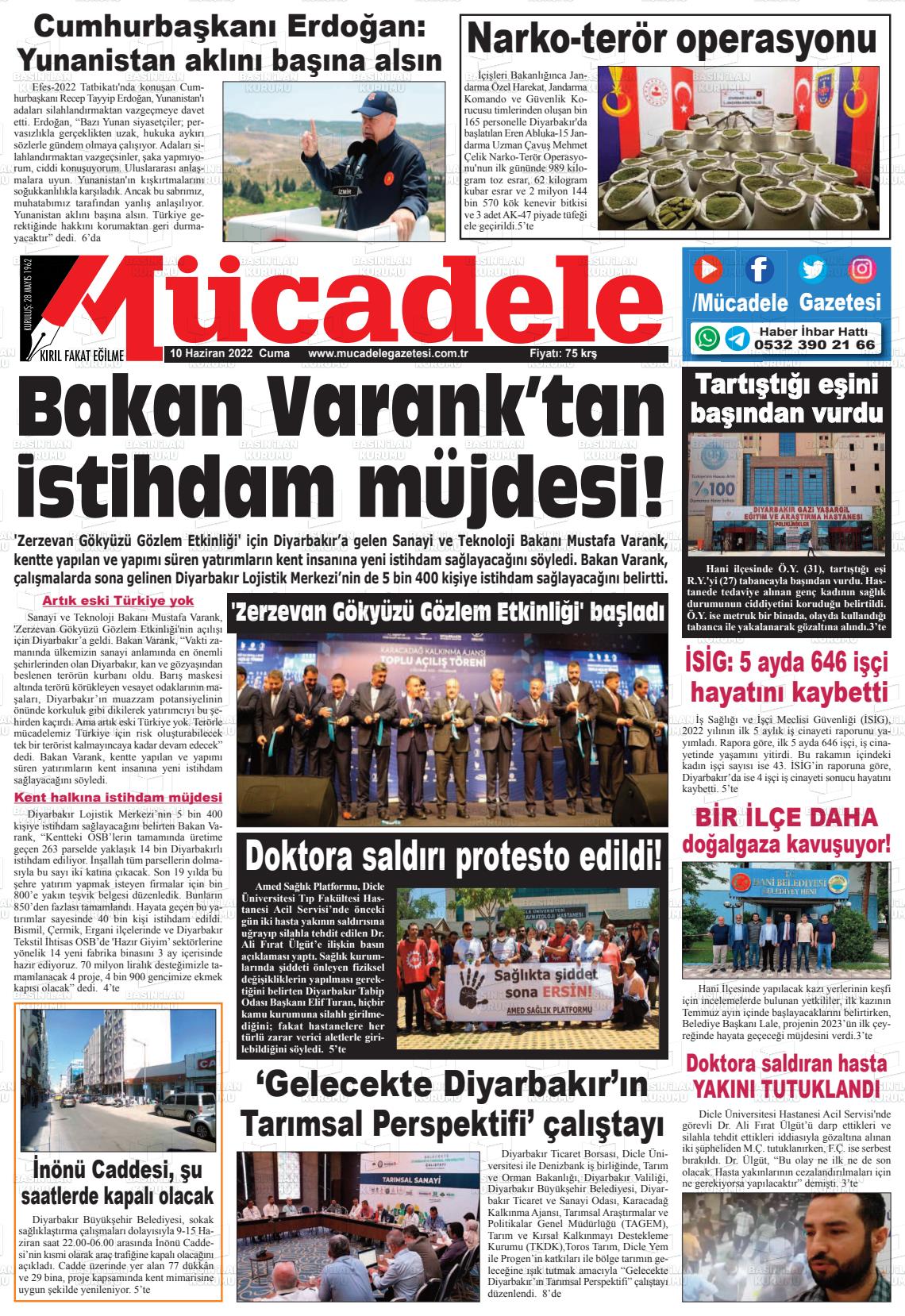 10 Haziran 2022 Mücadele Gazete Manşeti