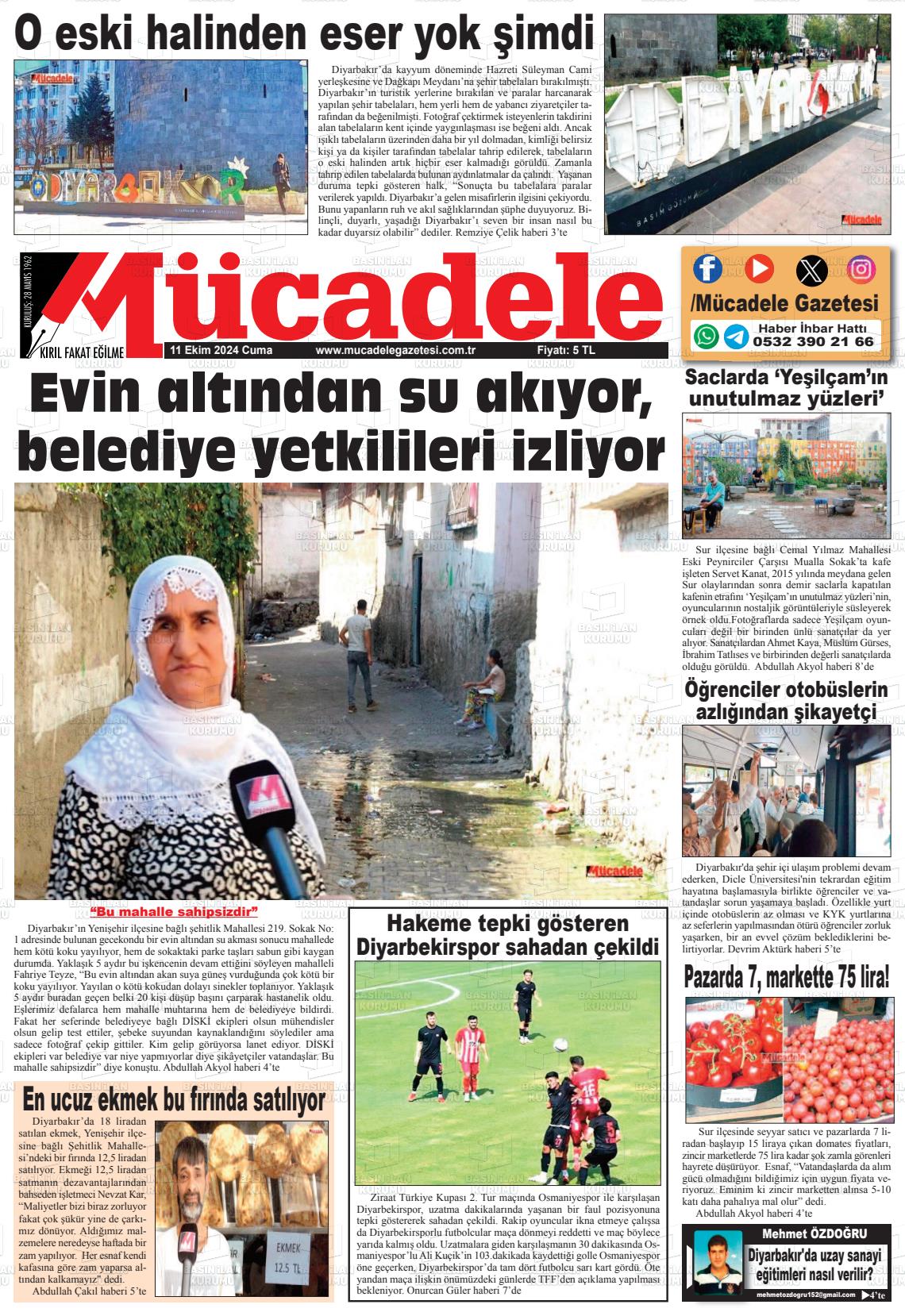 11 Ekim 2024 Mücadele Gazete Manşeti