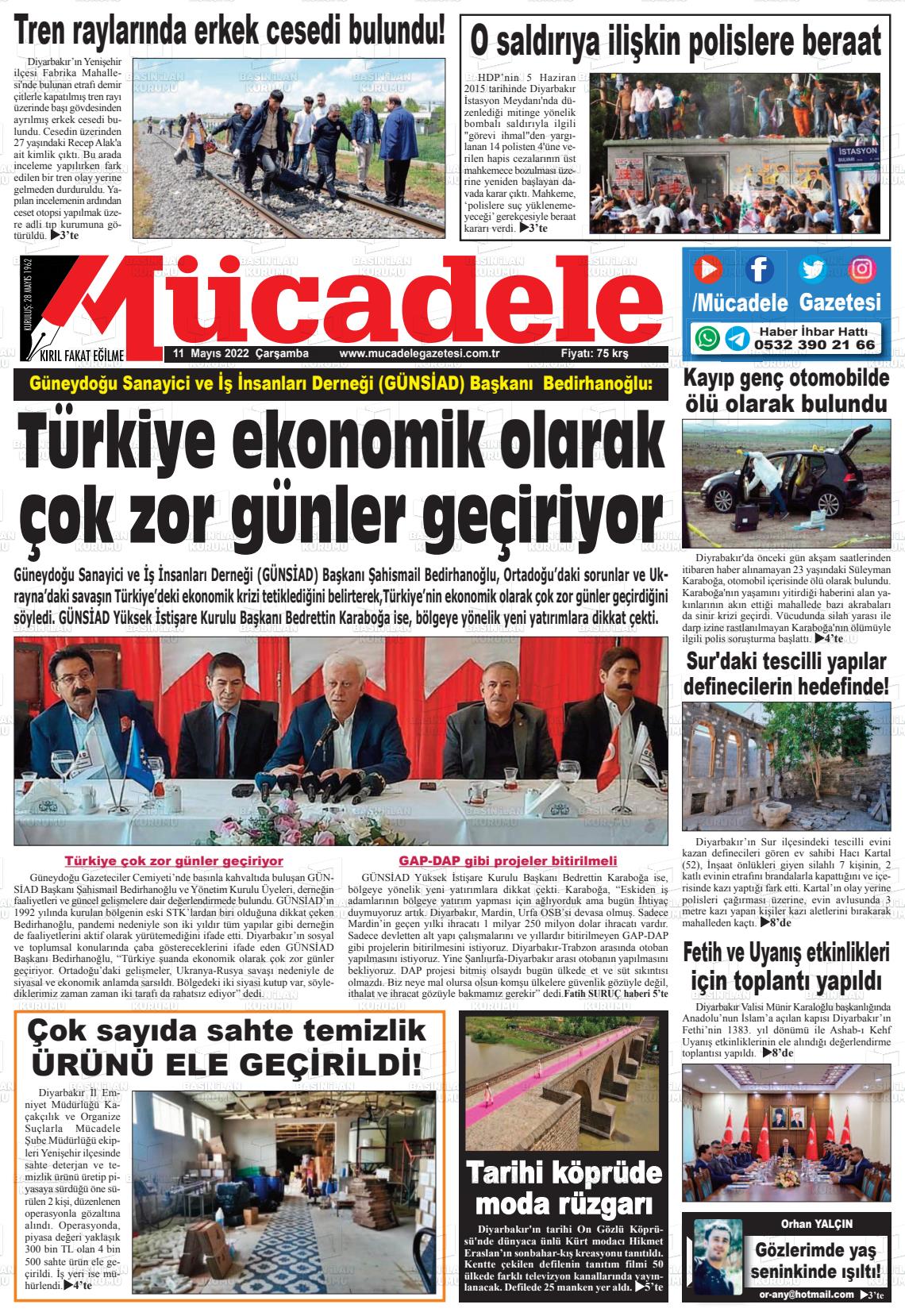 11 Mayıs 2022 Mücadele Gazete Manşeti