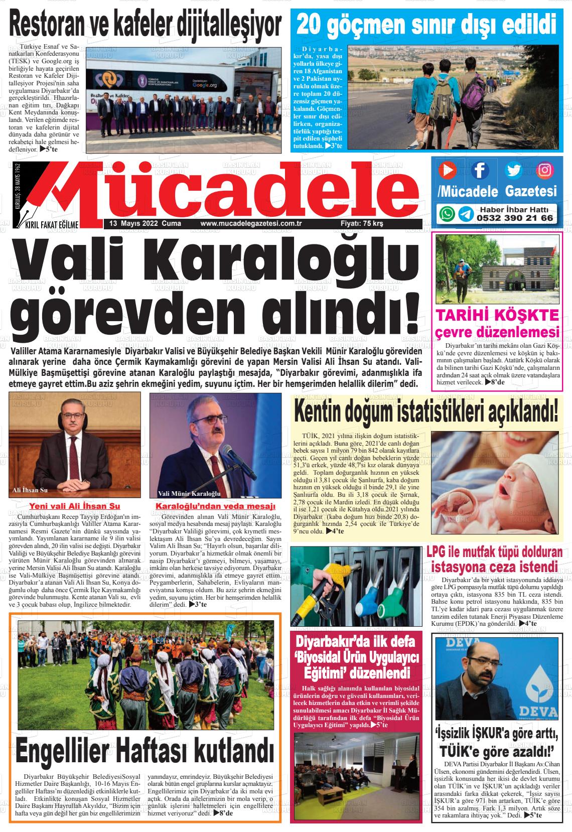 13 Mayıs 2022 Mücadele Gazete Manşeti