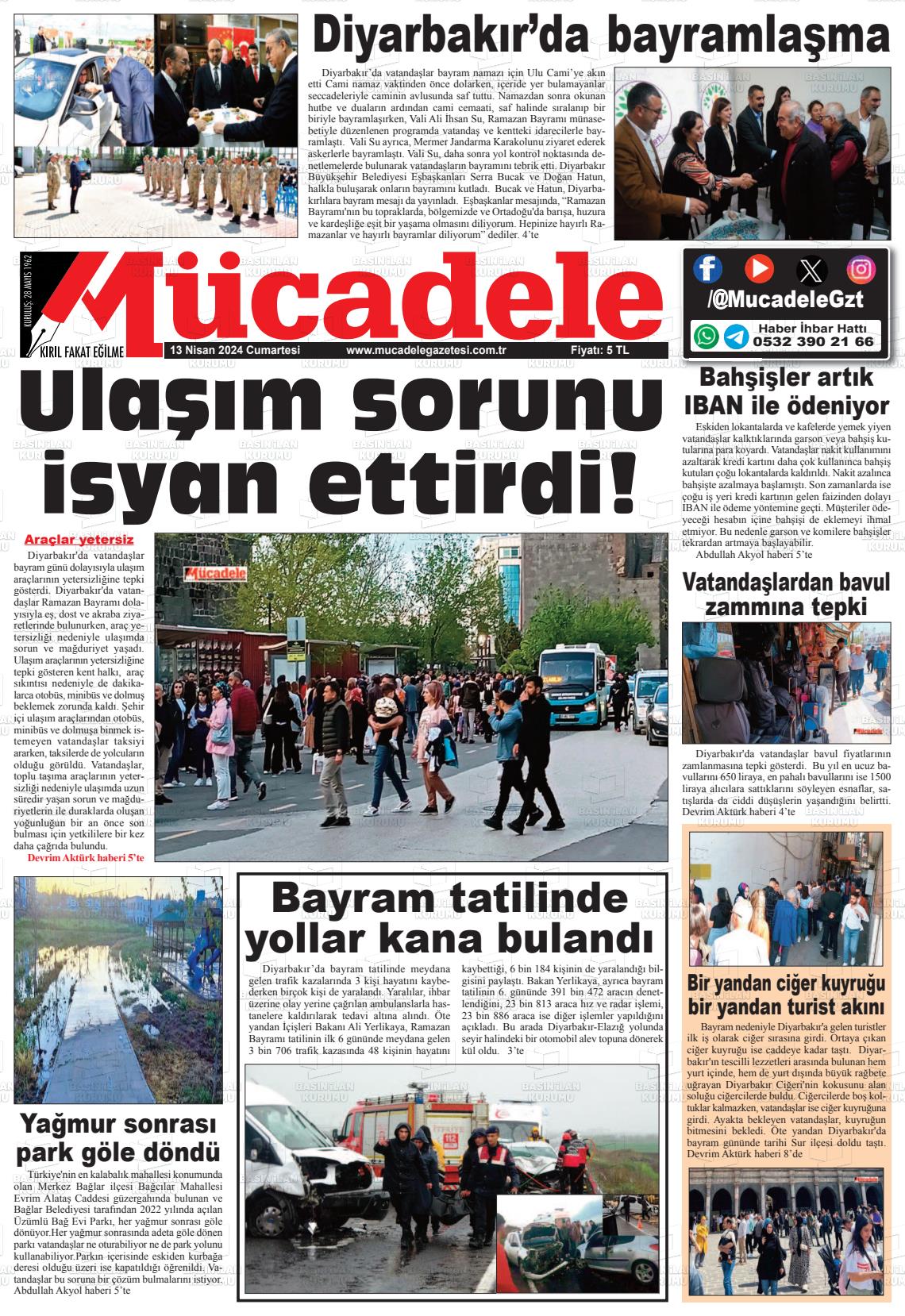 13 Nisan 2024 Mücadele Gazete Manşeti