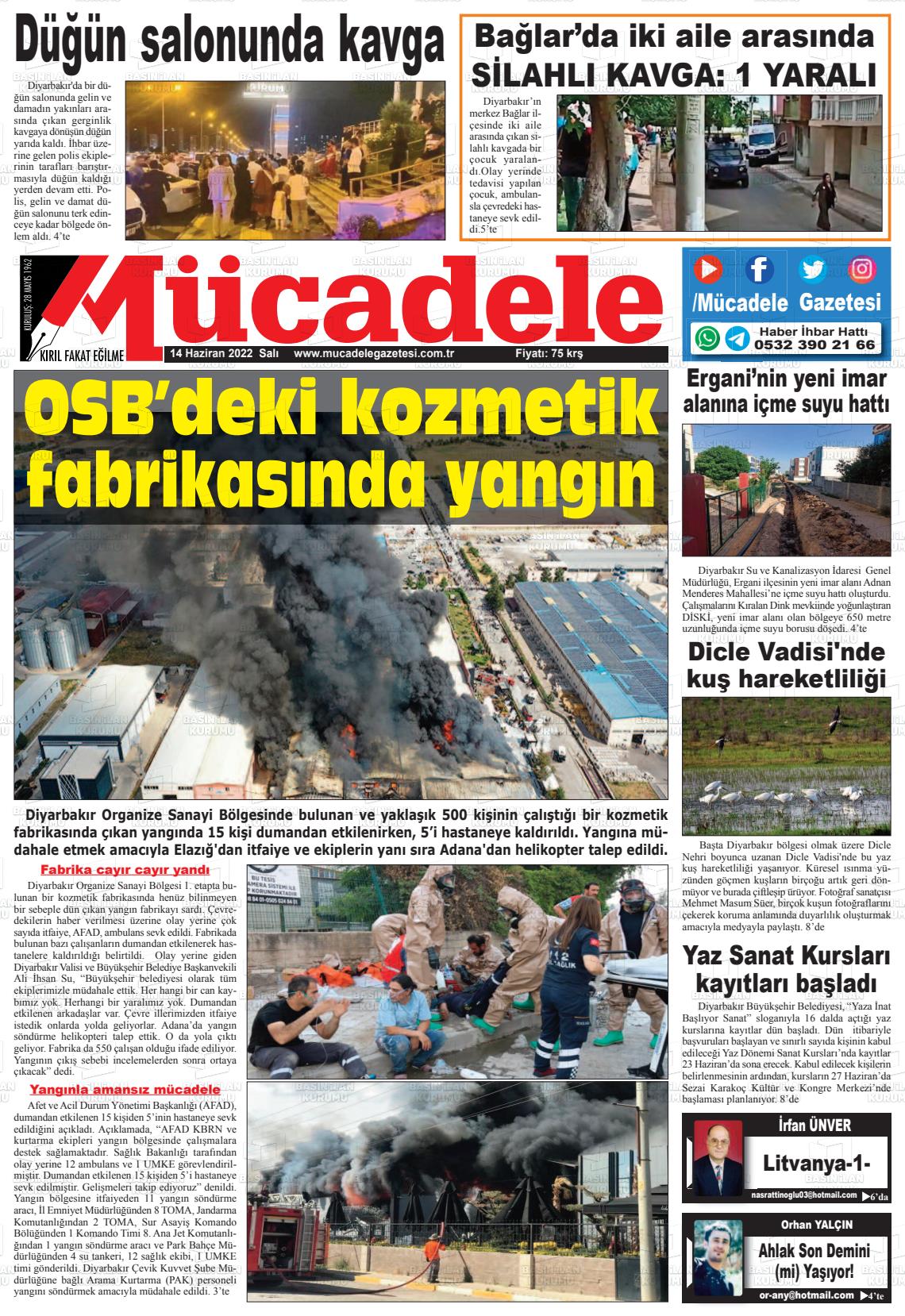 14 Haziran 2022 Mücadele Gazete Manşeti