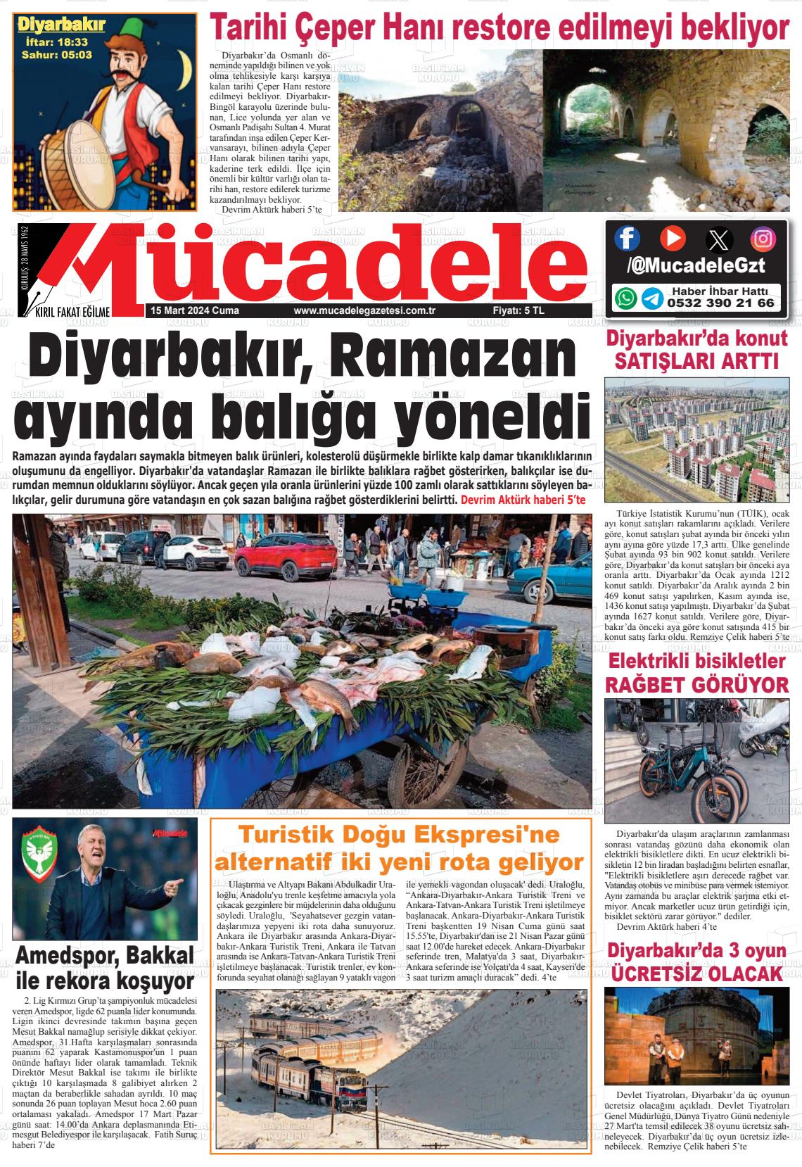 15 Mart 2024 Mücadele Gazete Manşeti