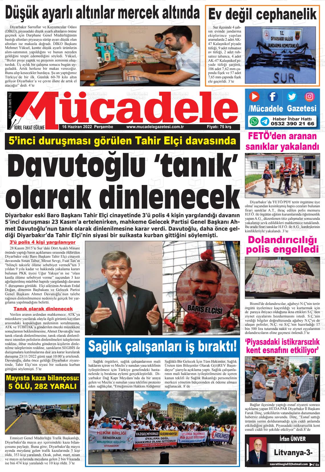 16 Haziran 2022 Mücadele Gazete Manşeti