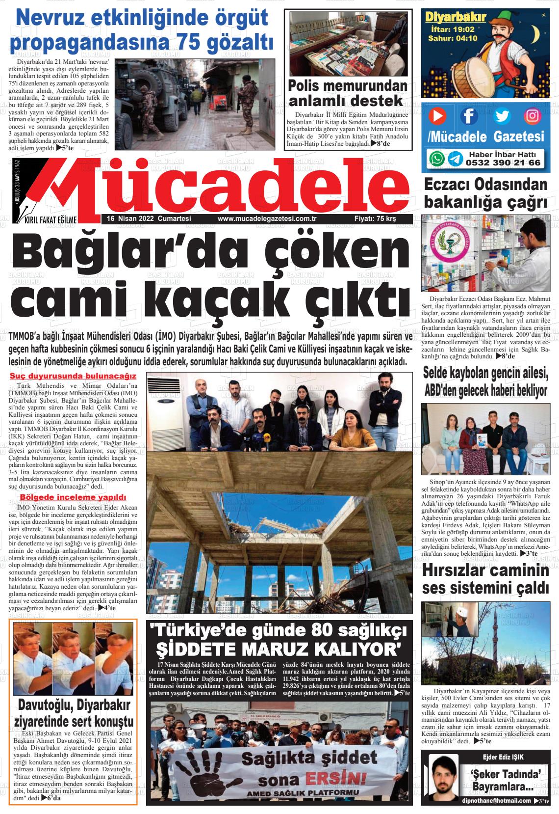 16 Nisan 2022 Mücadele Gazete Manşeti