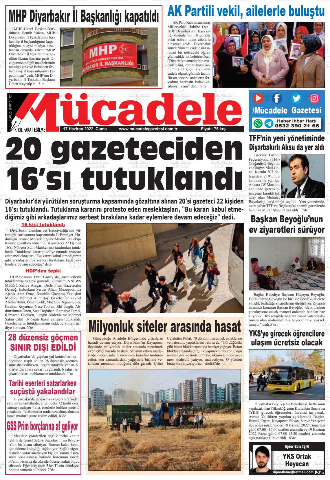 17 Haziran 2022 Mücadele Gazete Manşeti