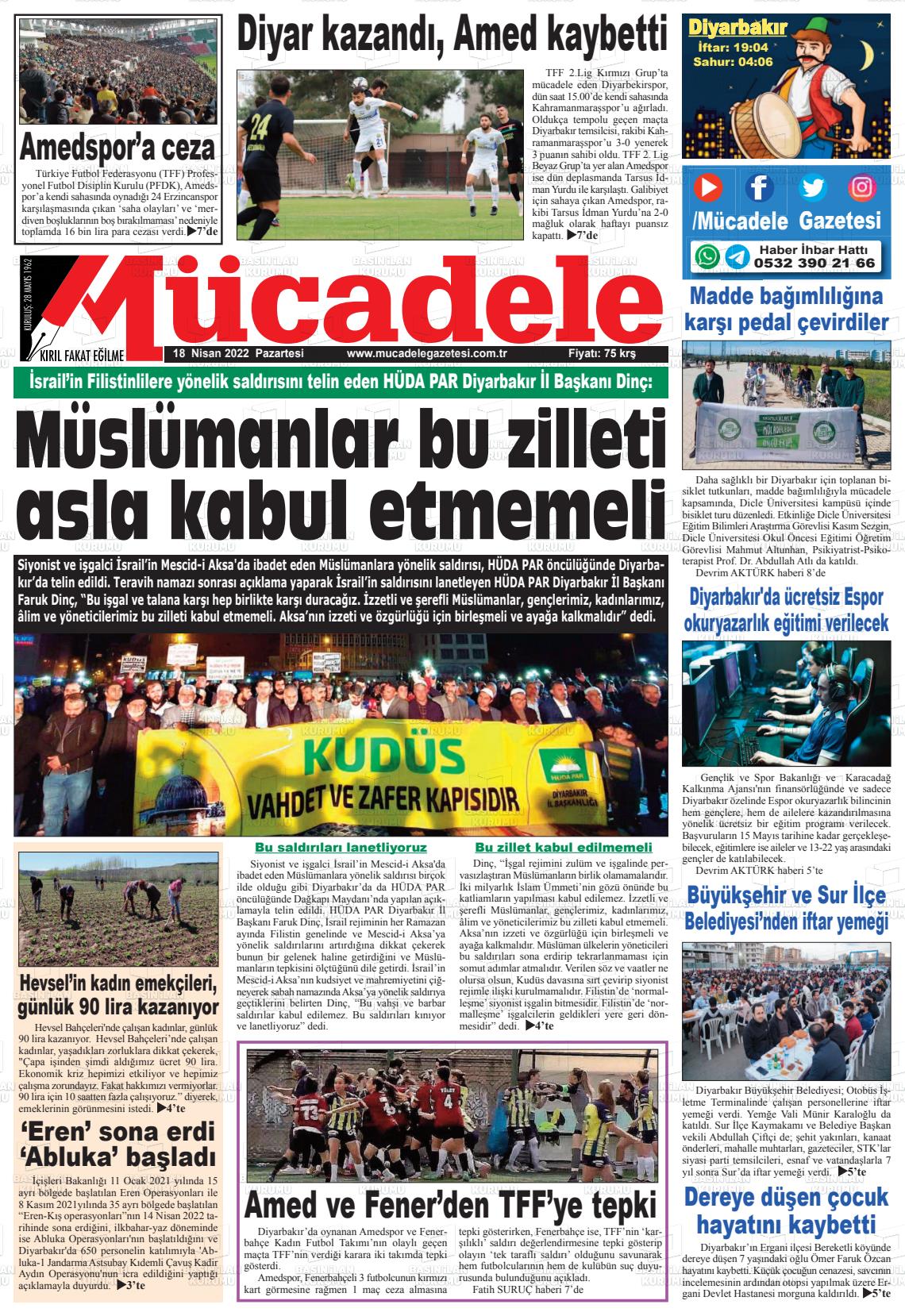 16 Haziran 2022 Mücadele Gazete Manşeti