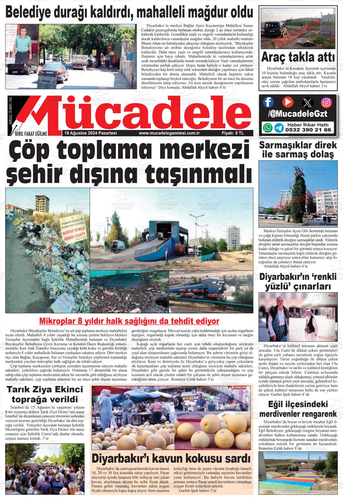 19 Ağustos 2024 Mücadele Gazete Manşeti