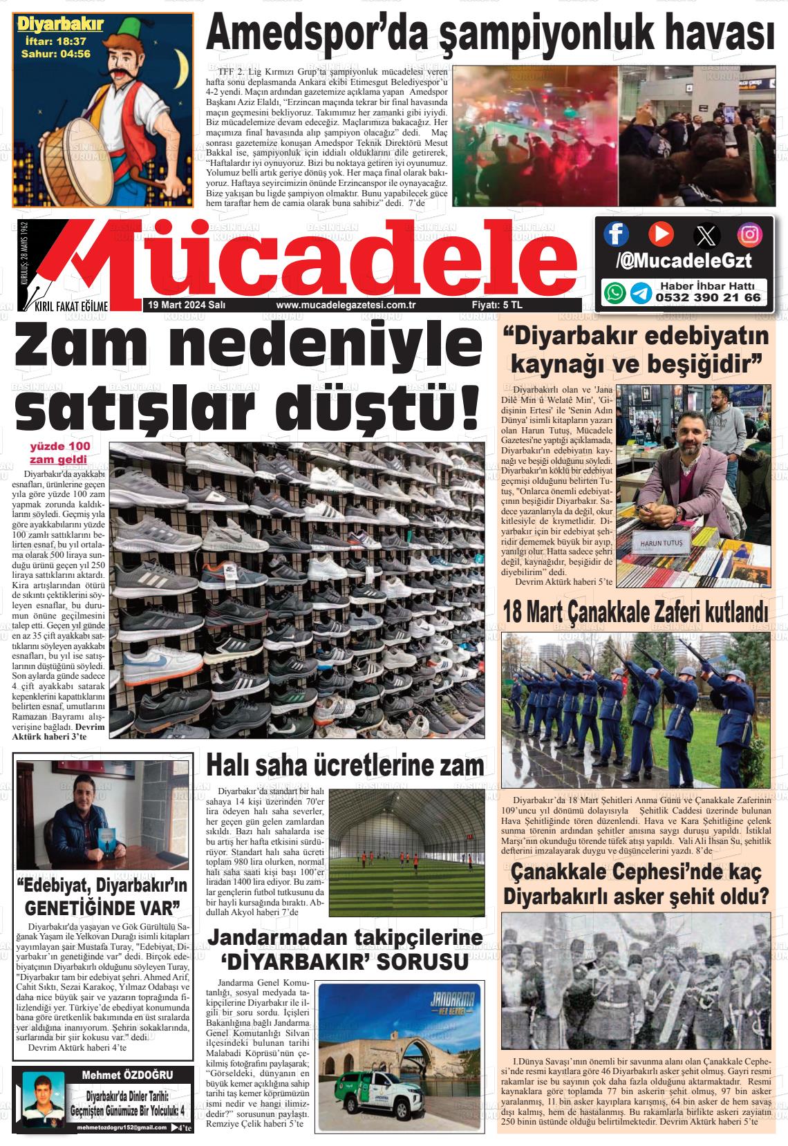 19 Mart 2024 Mücadele Gazete Manşeti