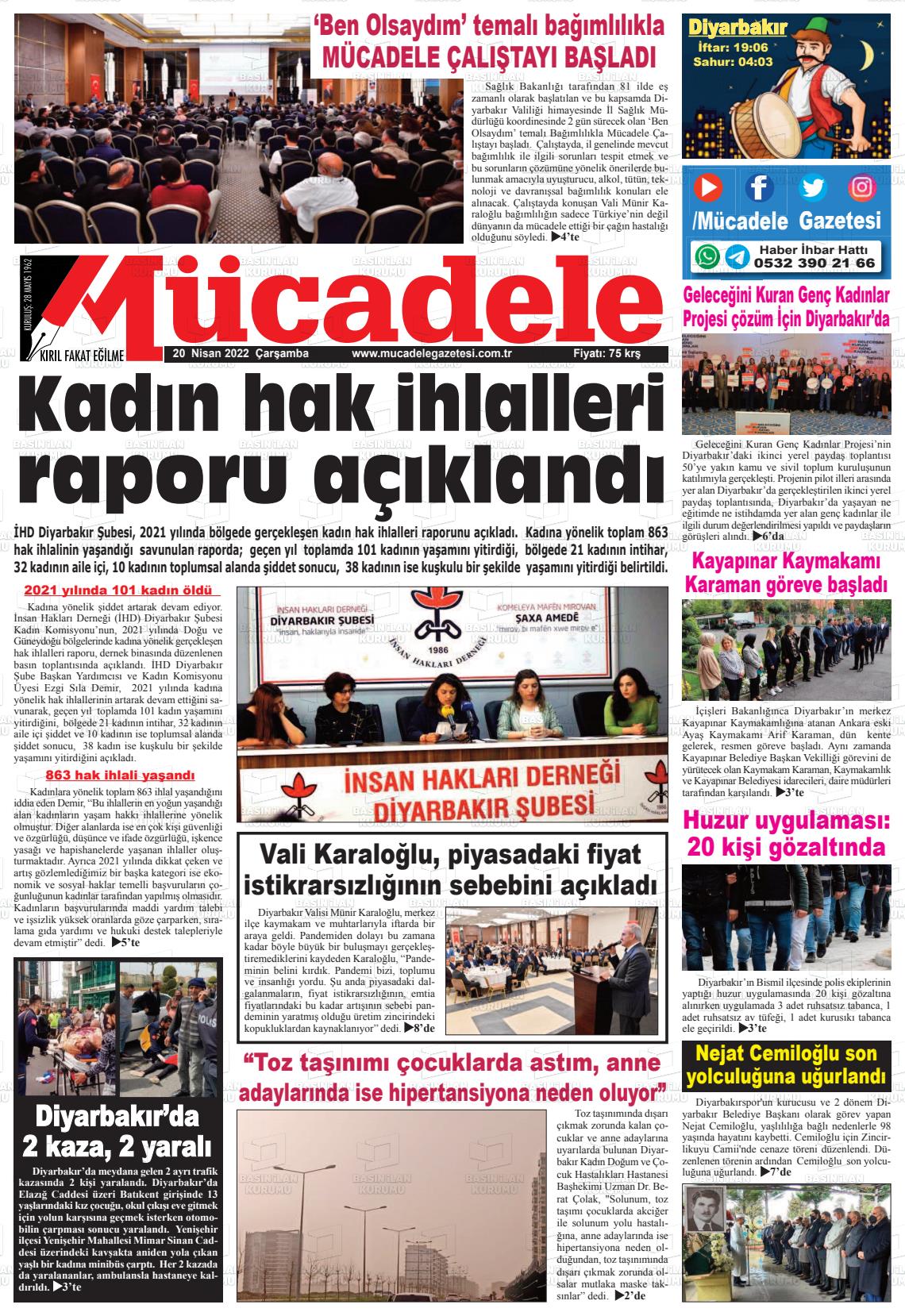 20 Nisan 2022 Mücadele Gazete Manşeti