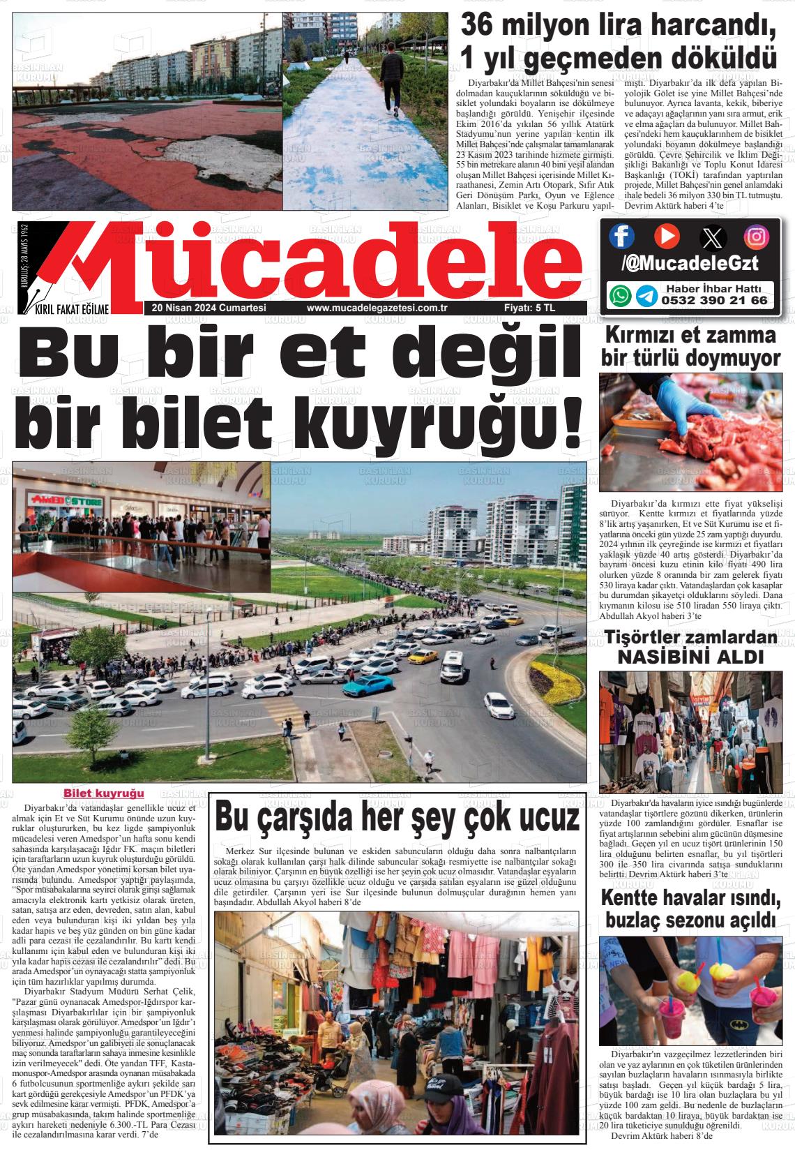 20 Nisan 2024 Mücadele Gazete Manşeti