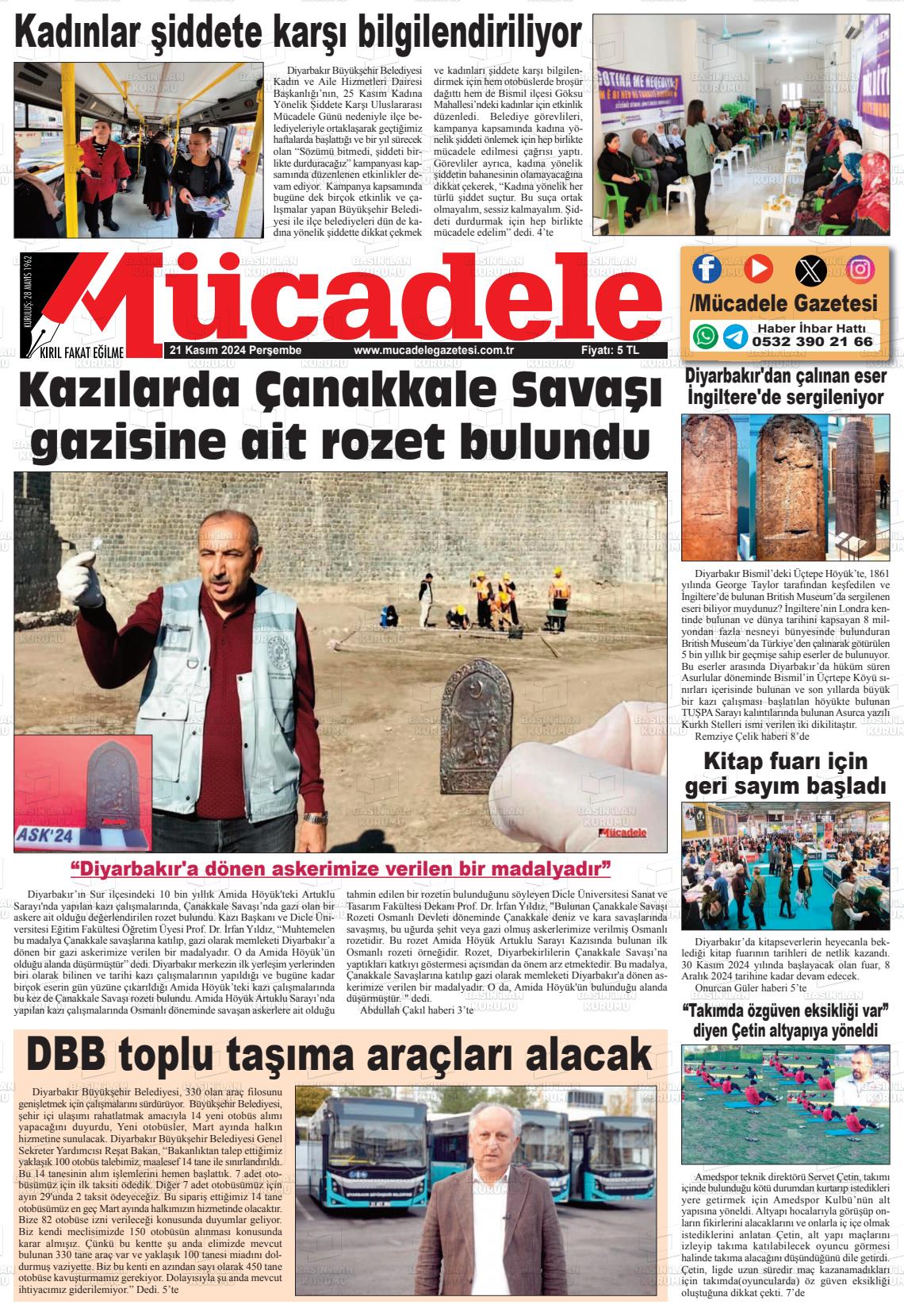 21 Kasım 2024 Mücadele Gazete Manşeti