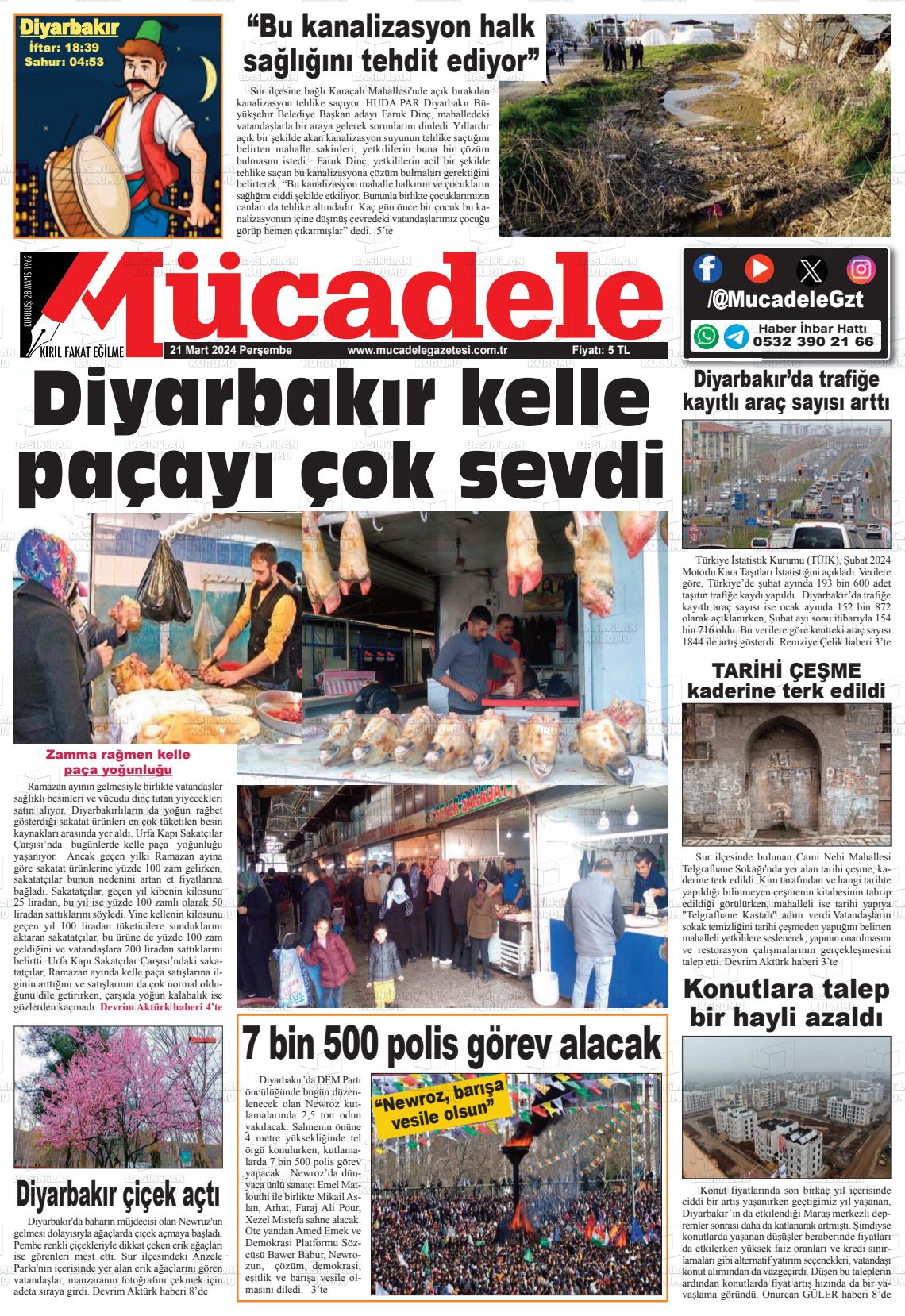 21 Mart 2024 Mücadele Gazete Manşeti