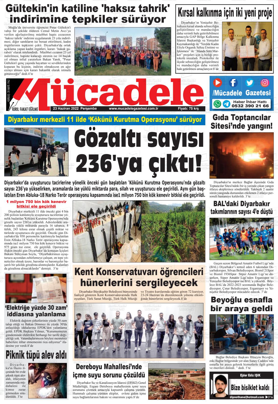 23 Haziran 2022 Mücadele Gazete Manşeti