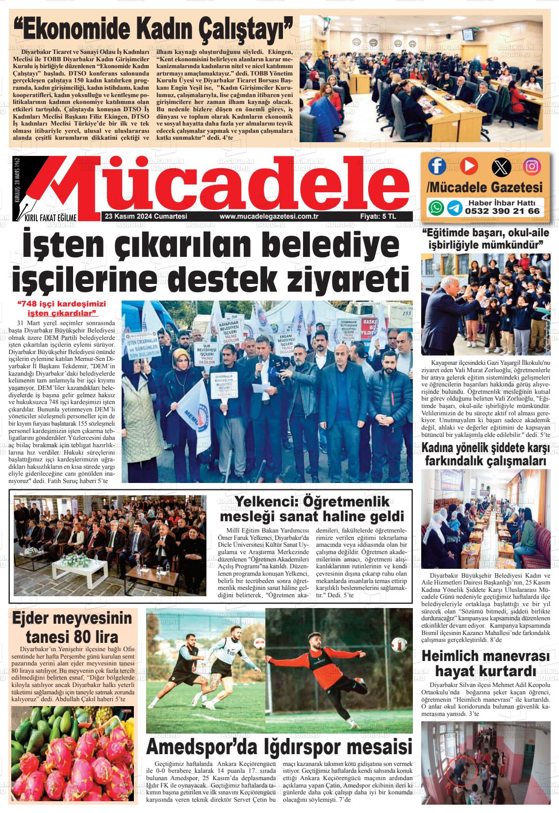 23 Kasım 2024 Mücadele Gazete Manşeti