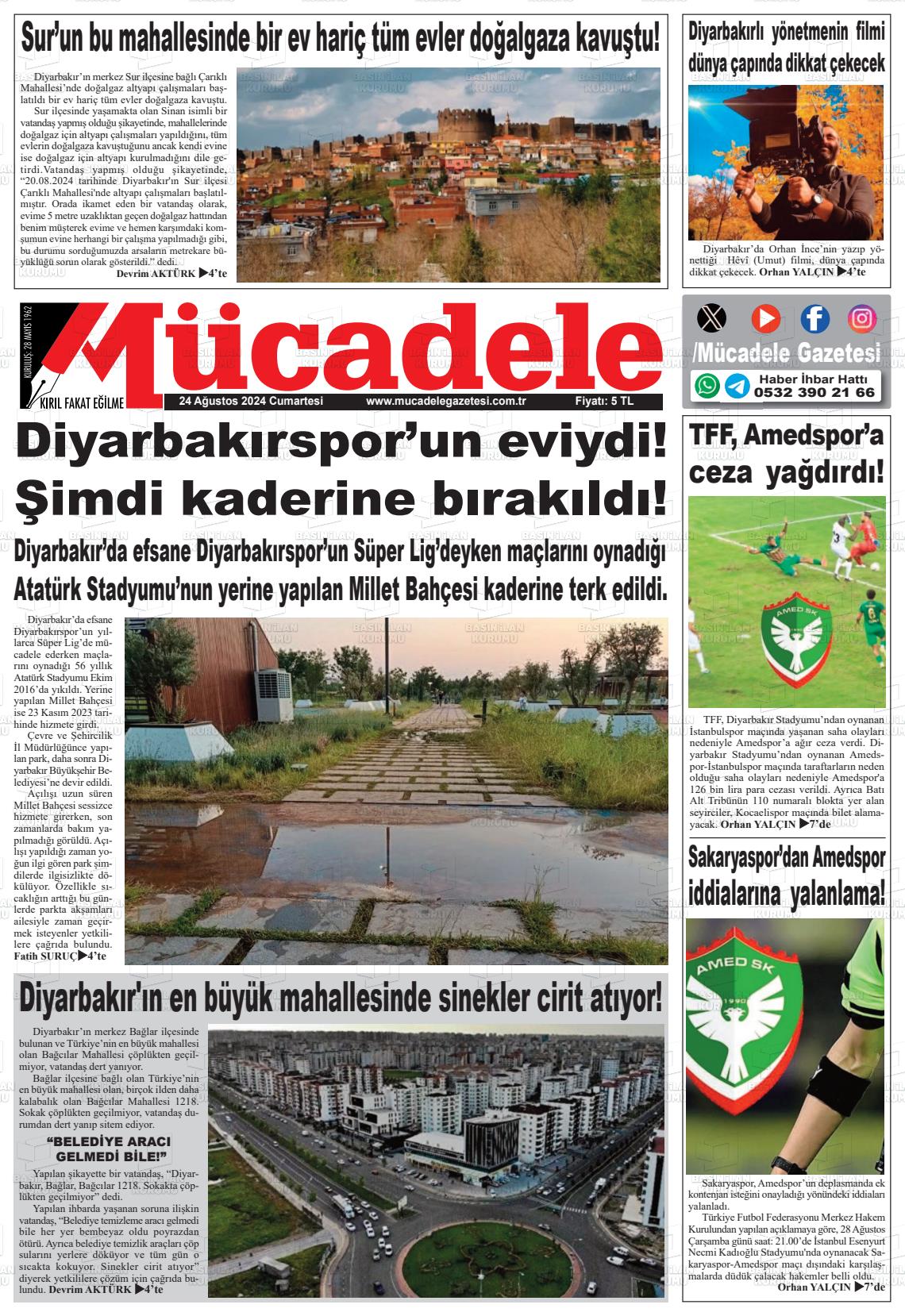 24 Ağustos 2024 Mücadele Gazete Manşeti