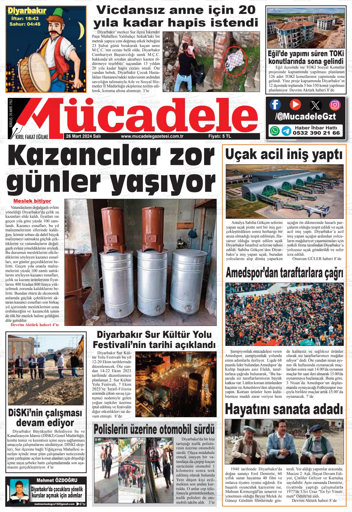 26 Mart 2024 Mücadele Gazete Manşeti