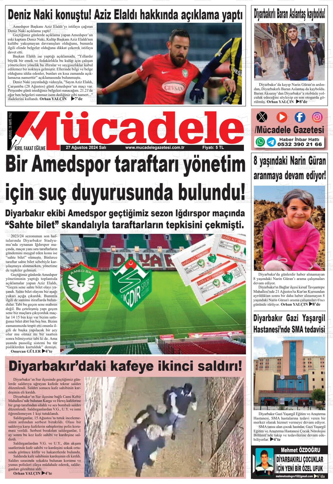 27 Ağustos 2024 Mücadele Gazete Manşeti