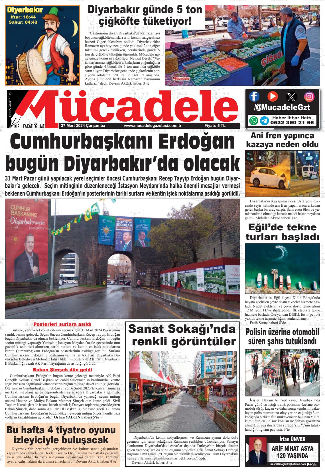 27 Mart 2024 Mücadele Gazete Manşeti