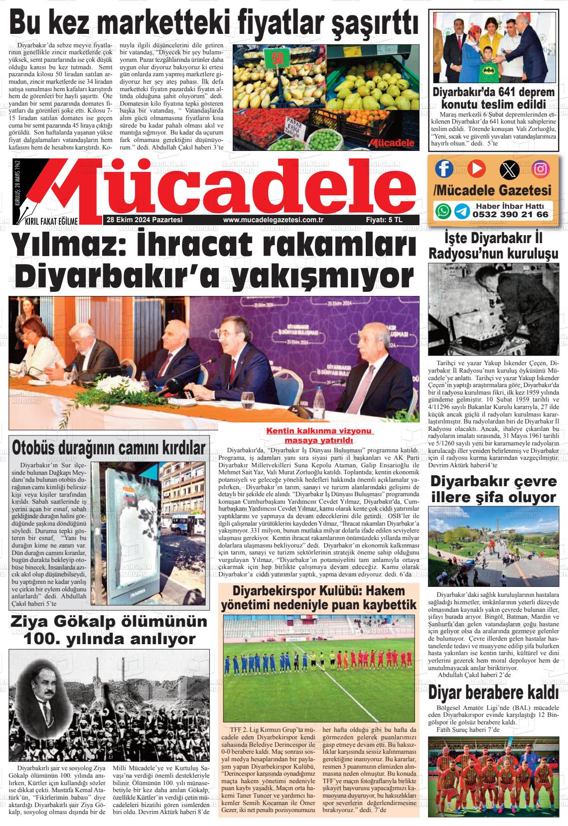 28 Ekim 2024 Mücadele Gazete Manşeti