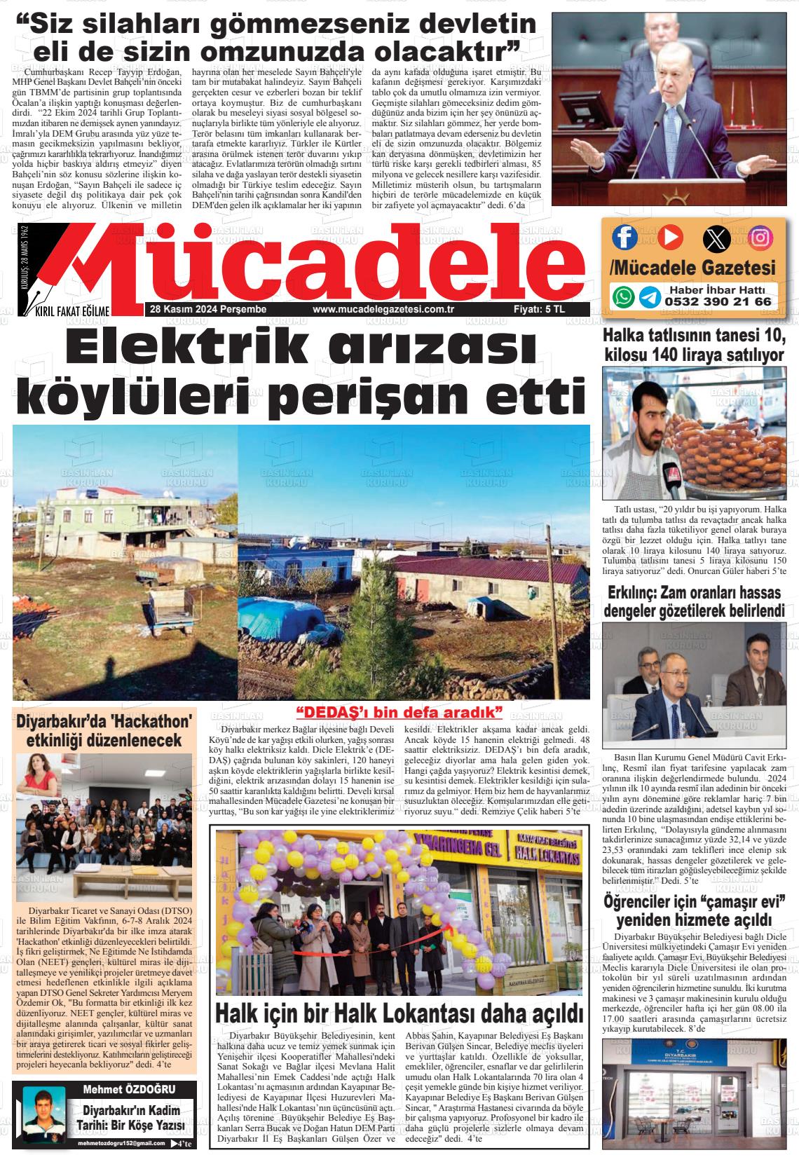 21 Aralık 2024 Mücadele Gazete Manşeti