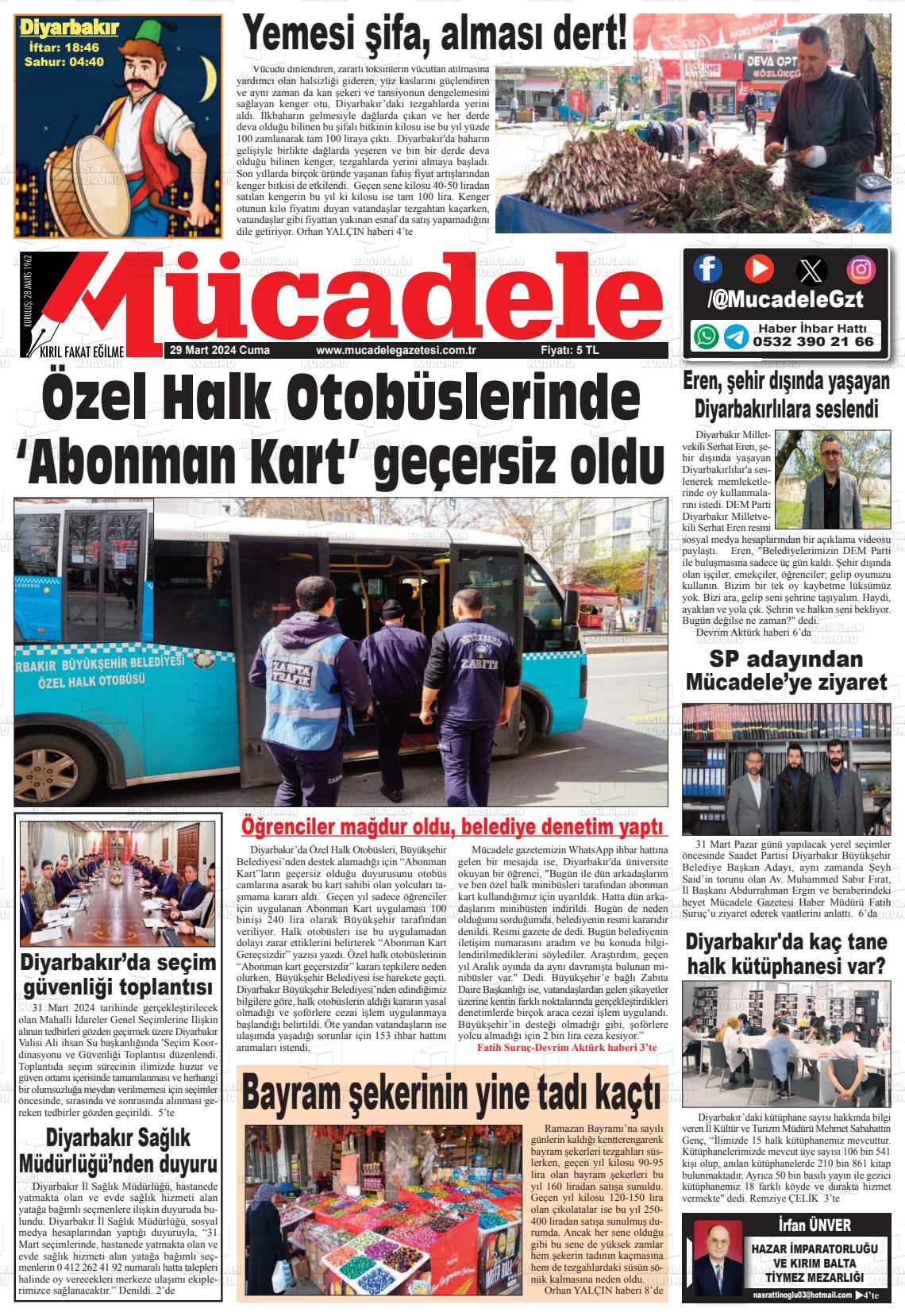 29 Mart 2024 Mücadele Gazete Manşeti