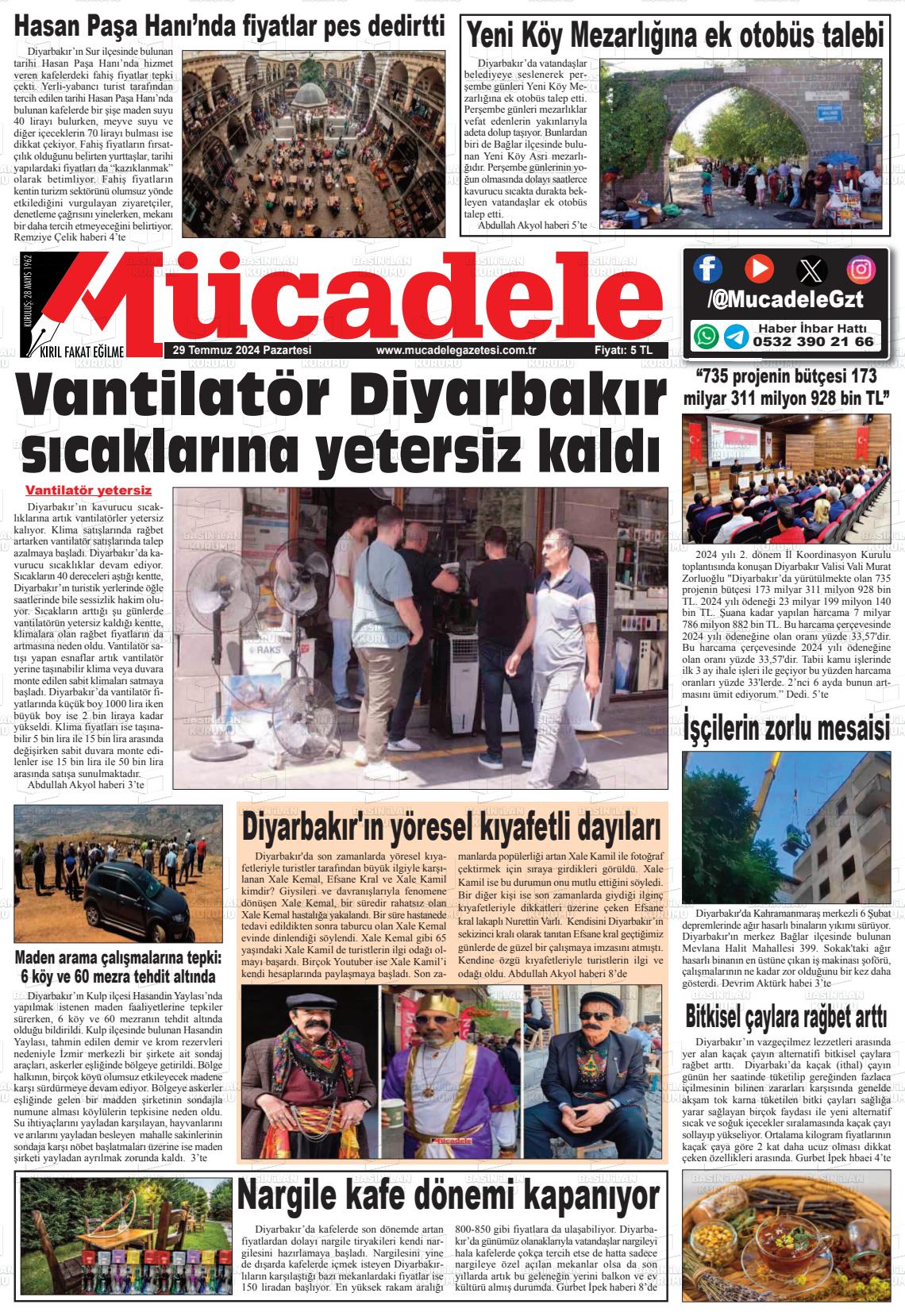 29 Temmuz 2024 Mücadele Gazete Manşeti