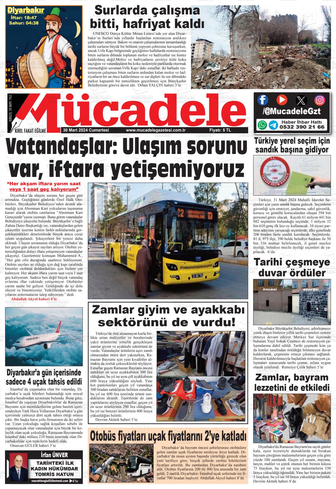 30 Mart 2024 Mücadele Gazete Manşeti