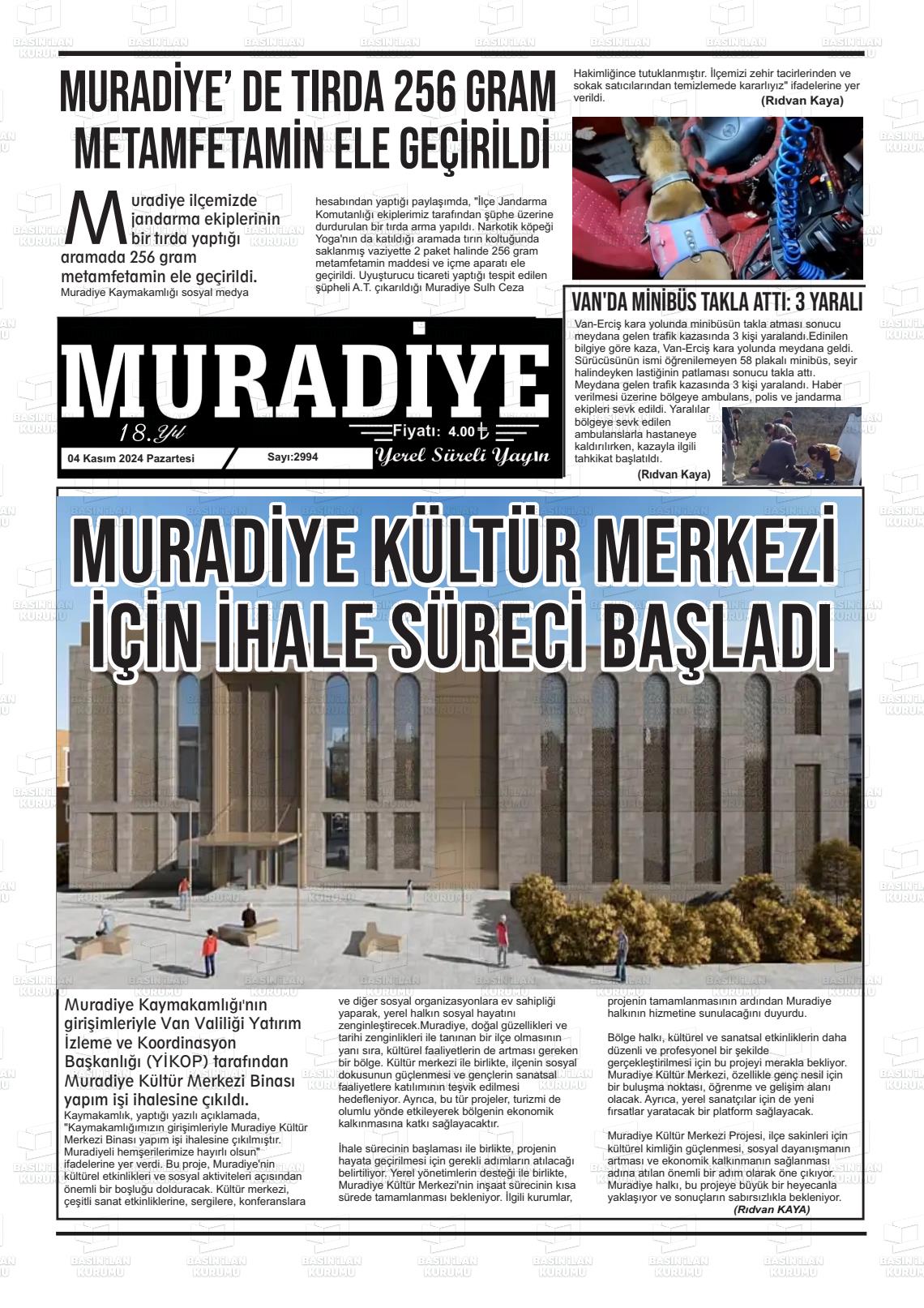 04 Kasım 2024 Muradiye Gazete Manşeti