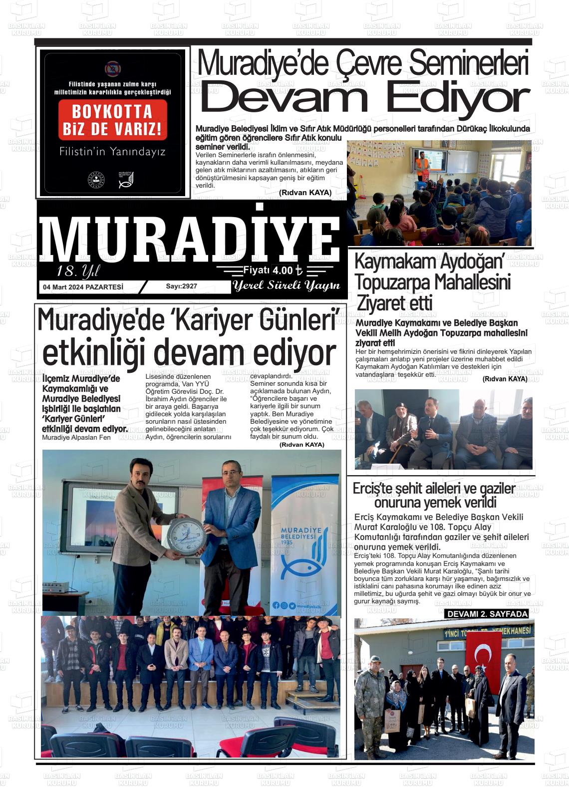 04 Mart 2024 Muradiye Gazete Manşeti