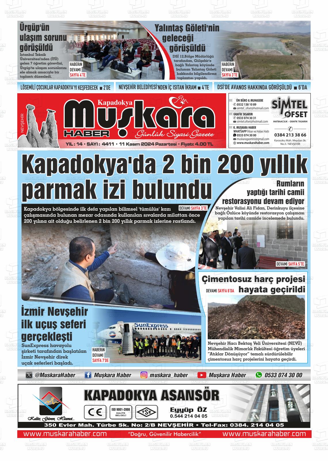 11 Kasım 2024 Muşkara Haber Gazete Manşeti