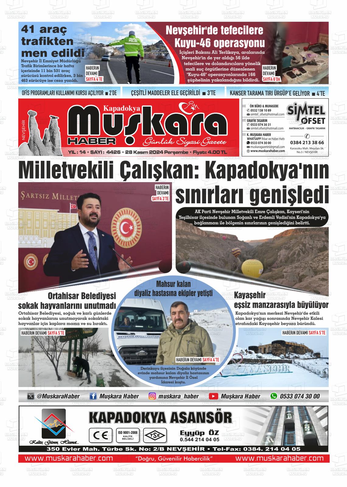 21 Aralık 2024 Muşkara Haber Gazete Manşeti