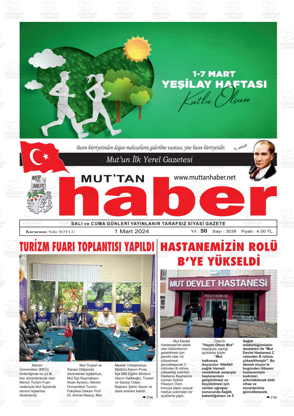 01 Mart 2024 Mut'tan Haber Gazete Manşeti