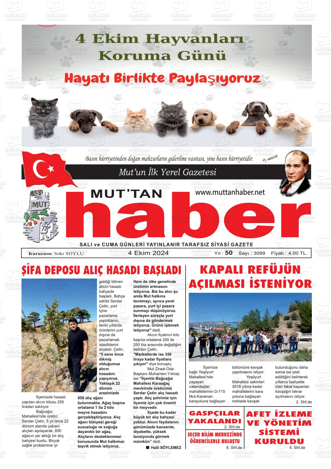 04 Ekim 2024 Mut'tan Haber Gazete Manşeti