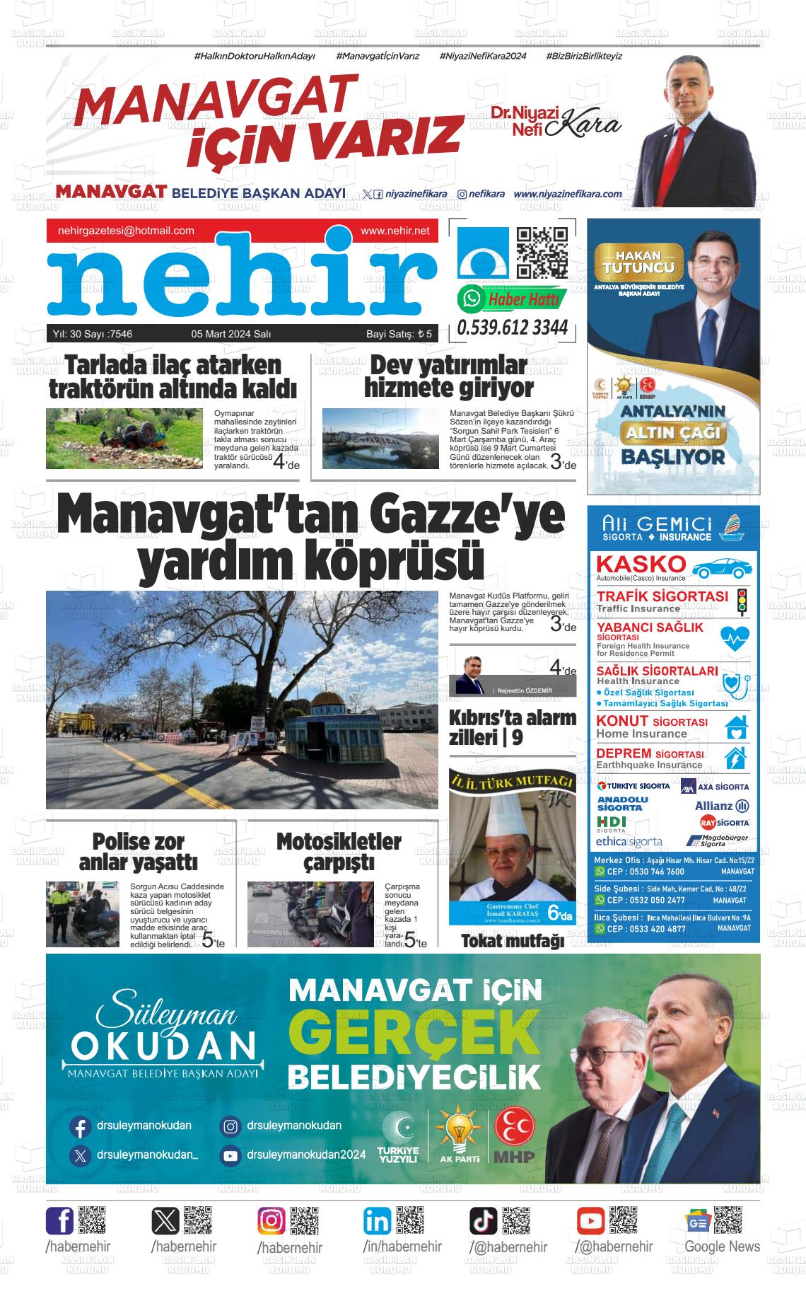 07 Mart 2024 Nehir Gazete Manşeti