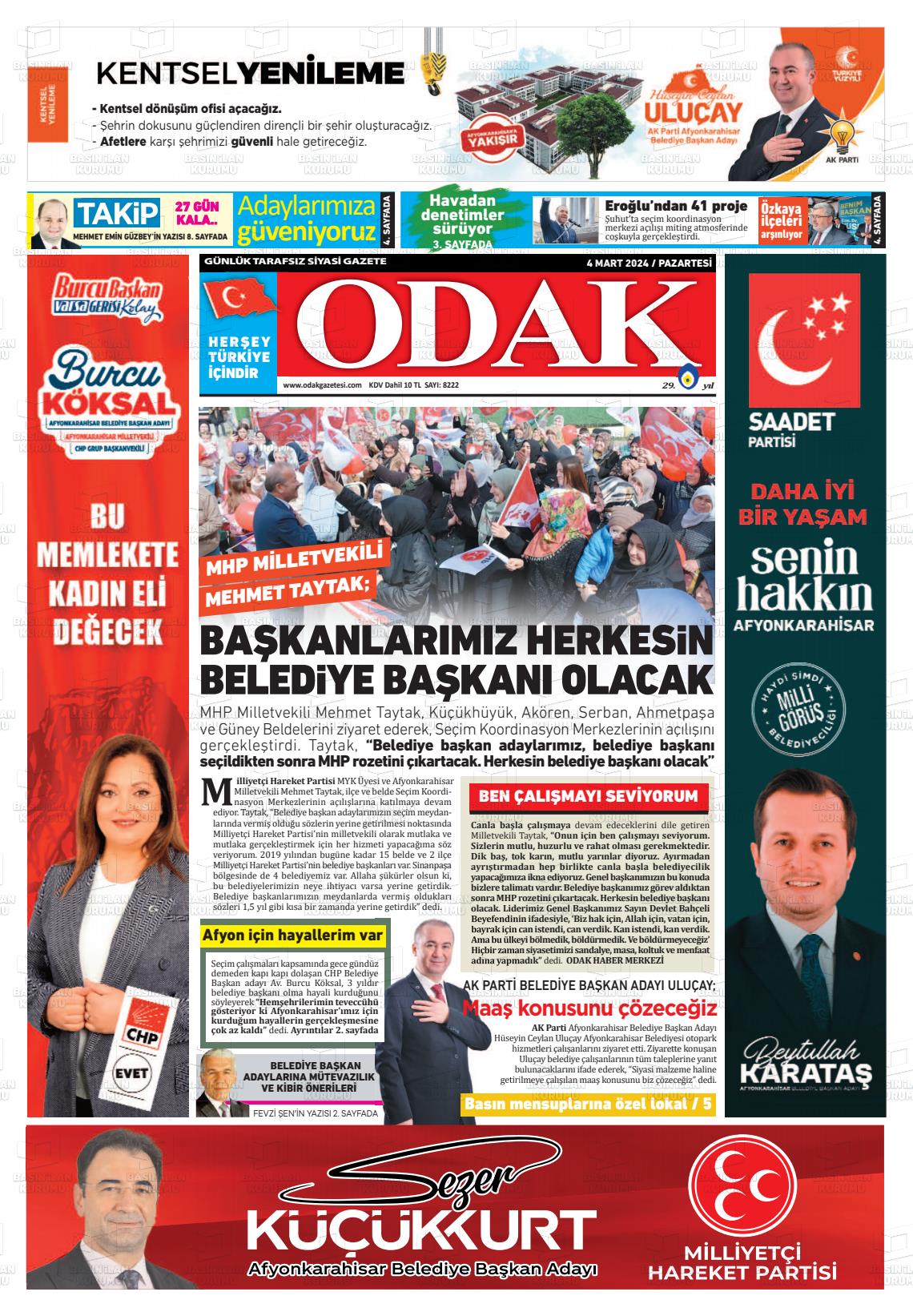 04 Mart 2024 Odak Gazete Manşeti