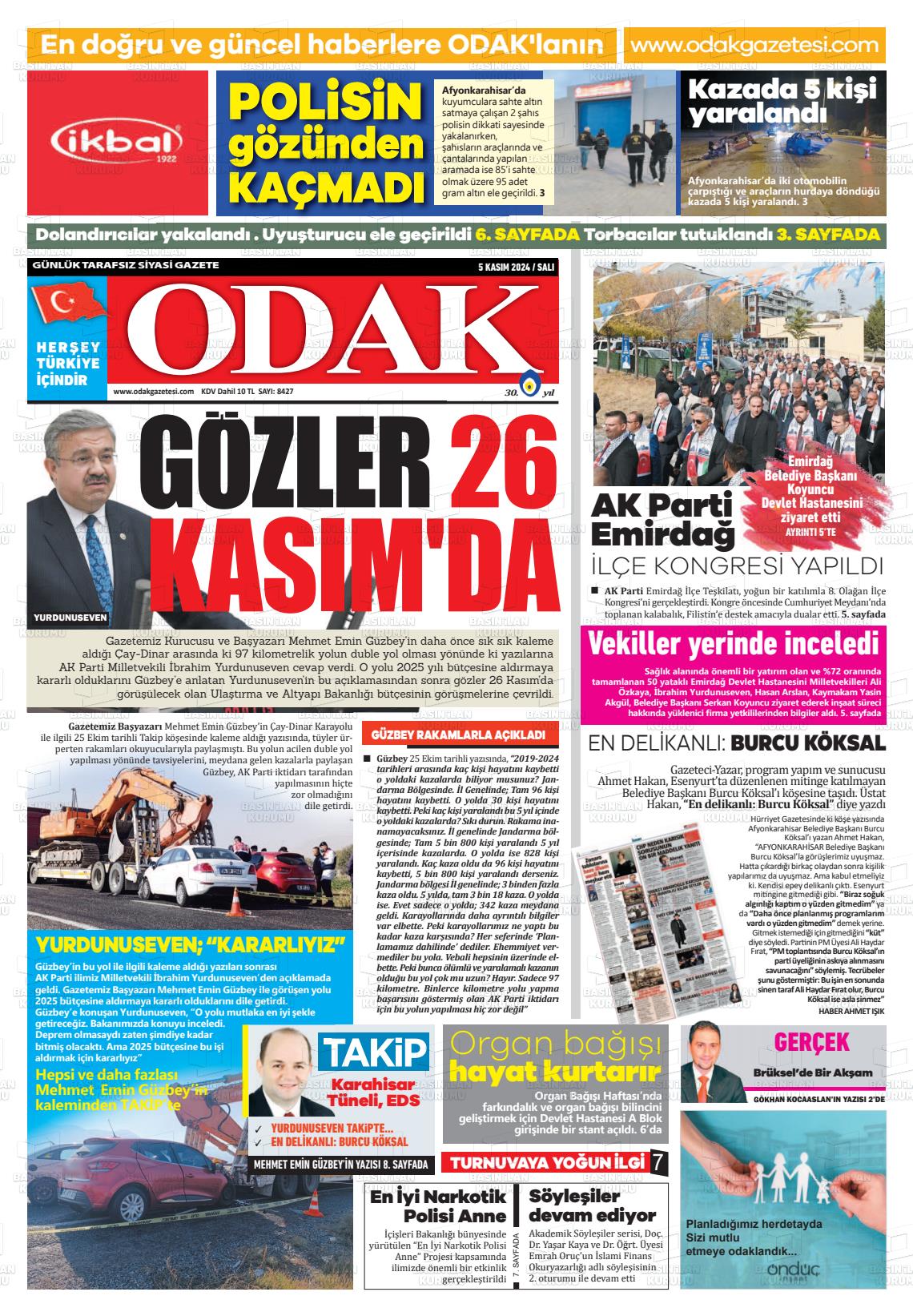 05 Kasım 2024 Odak Gazete Manşeti