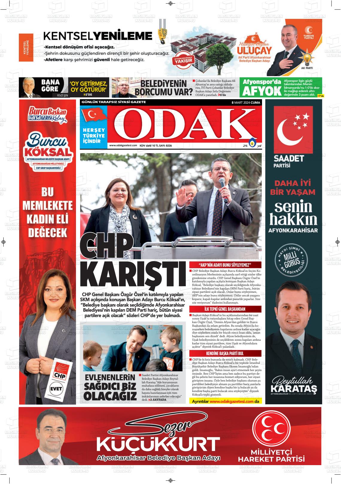 08 Mart 2024 Odak Gazete Manşeti