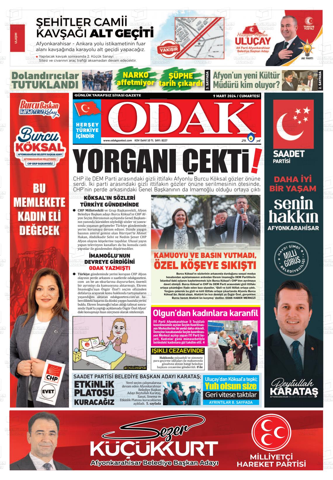 09 Mart 2024 Odak Gazete Manşeti