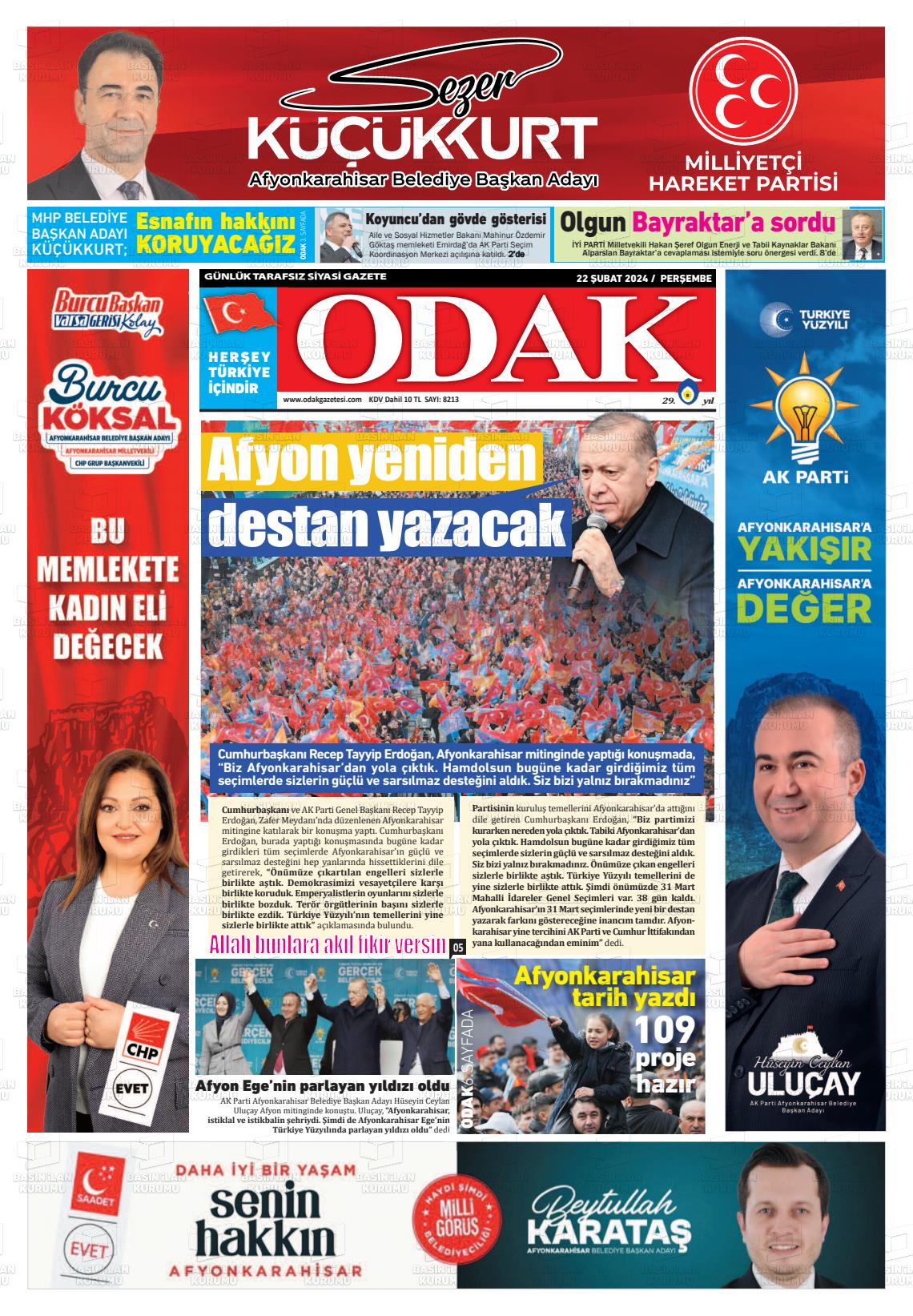 22 Şubat 2024 Odak Gazete Manşeti